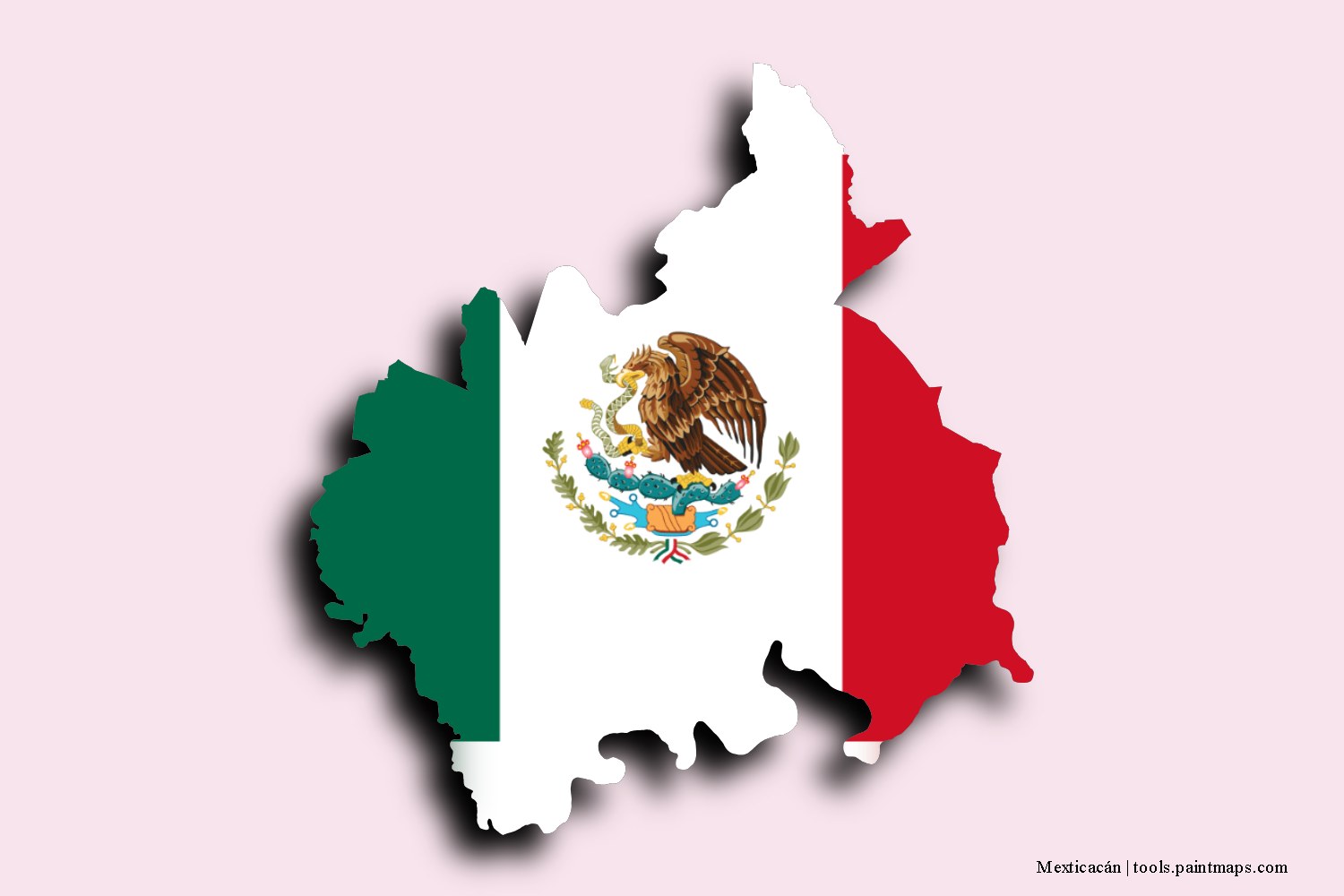 flag map of Mexticacán with 3D shadow effect