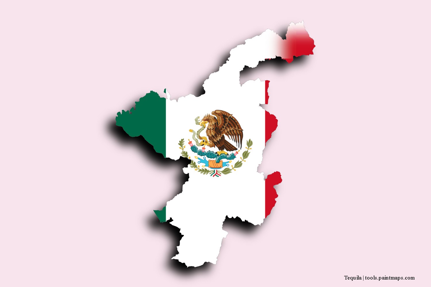 flag map of Tequila with 3D shadow effect