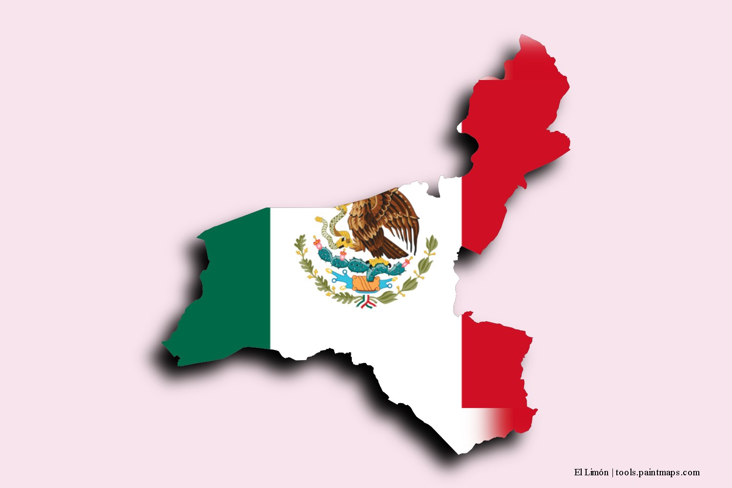 flag map of El Limón with 3D shadow effect