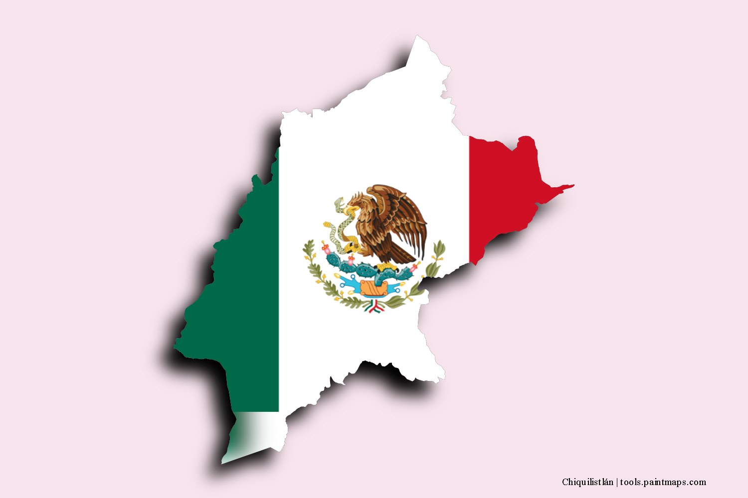 flag map of Chiquilistlán with 3D shadow effect