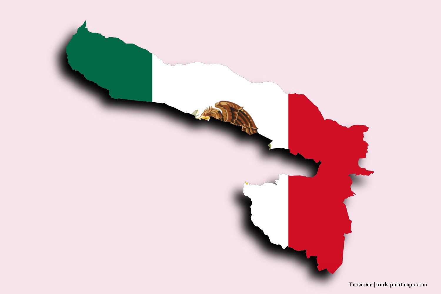 flag map of Tuxcueca with 3D shadow effect