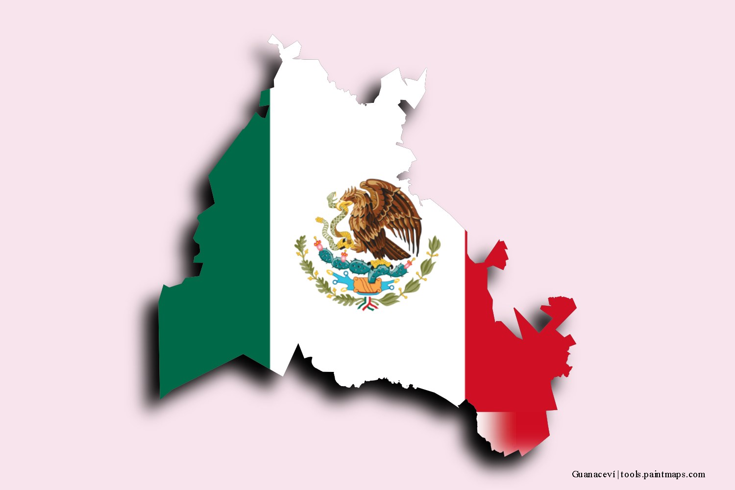 flag map of Guanaceví with 3D shadow effect