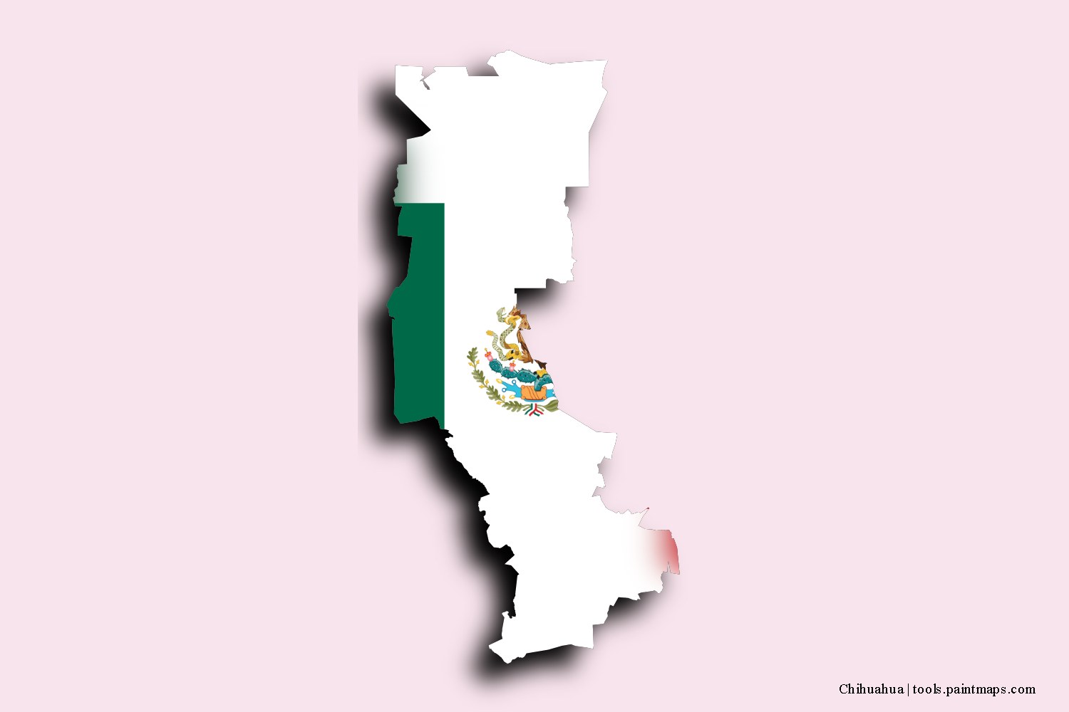 flag map of Chihuahua with 3D shadow effect