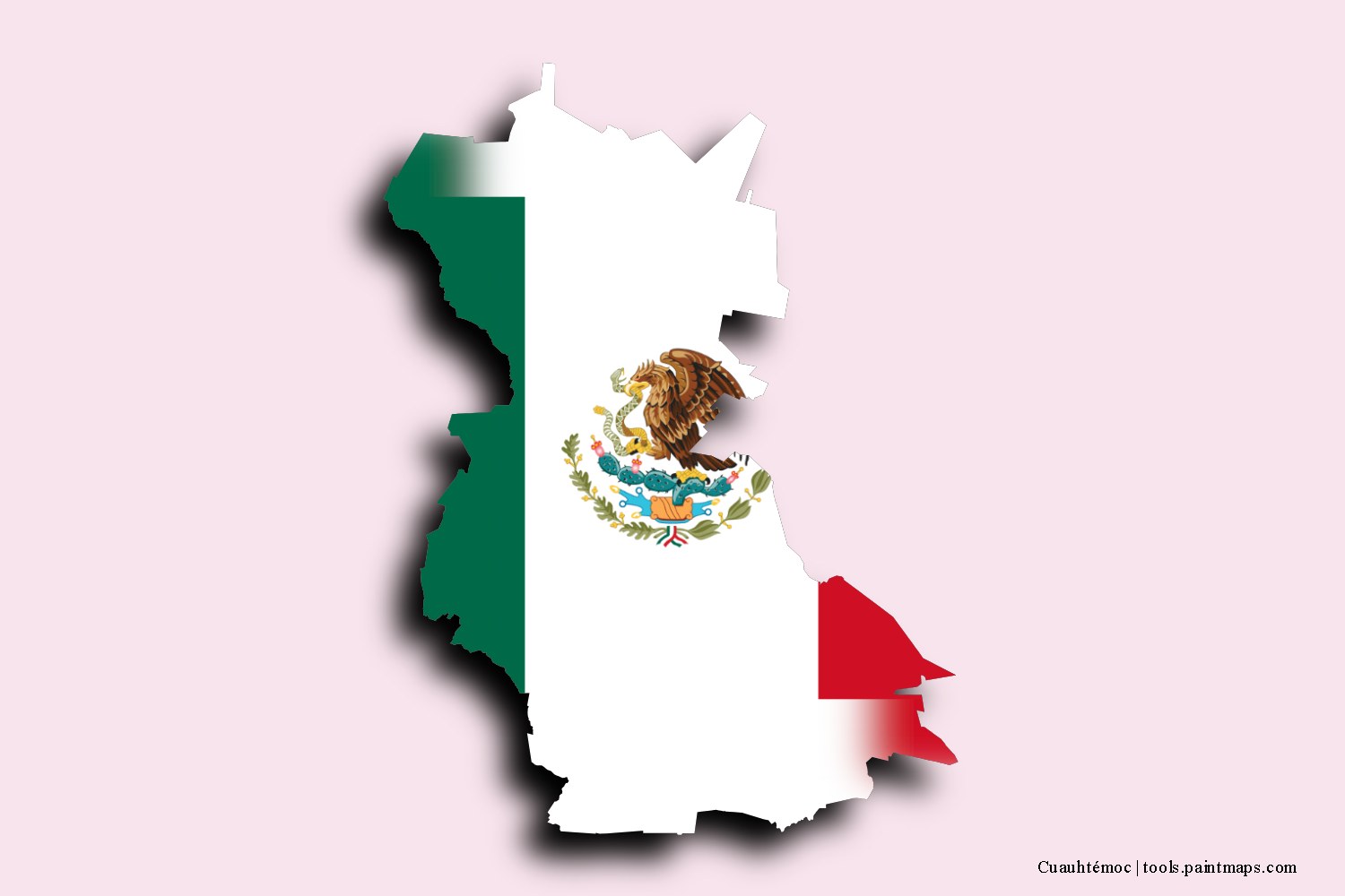 flag map of Cuauhtémoc with 3D shadow effect