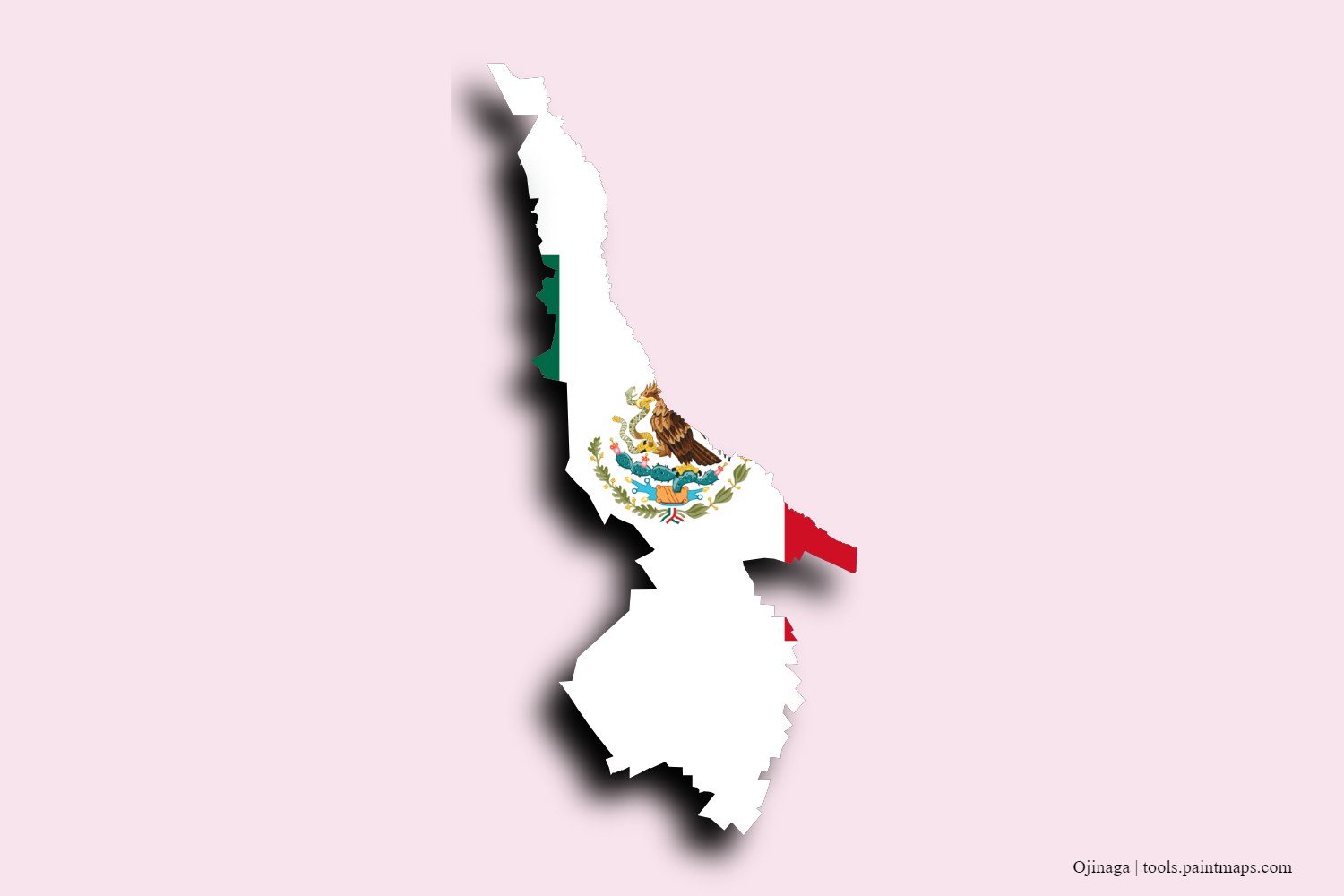 flag map of Ojinaga with 3D shadow effect