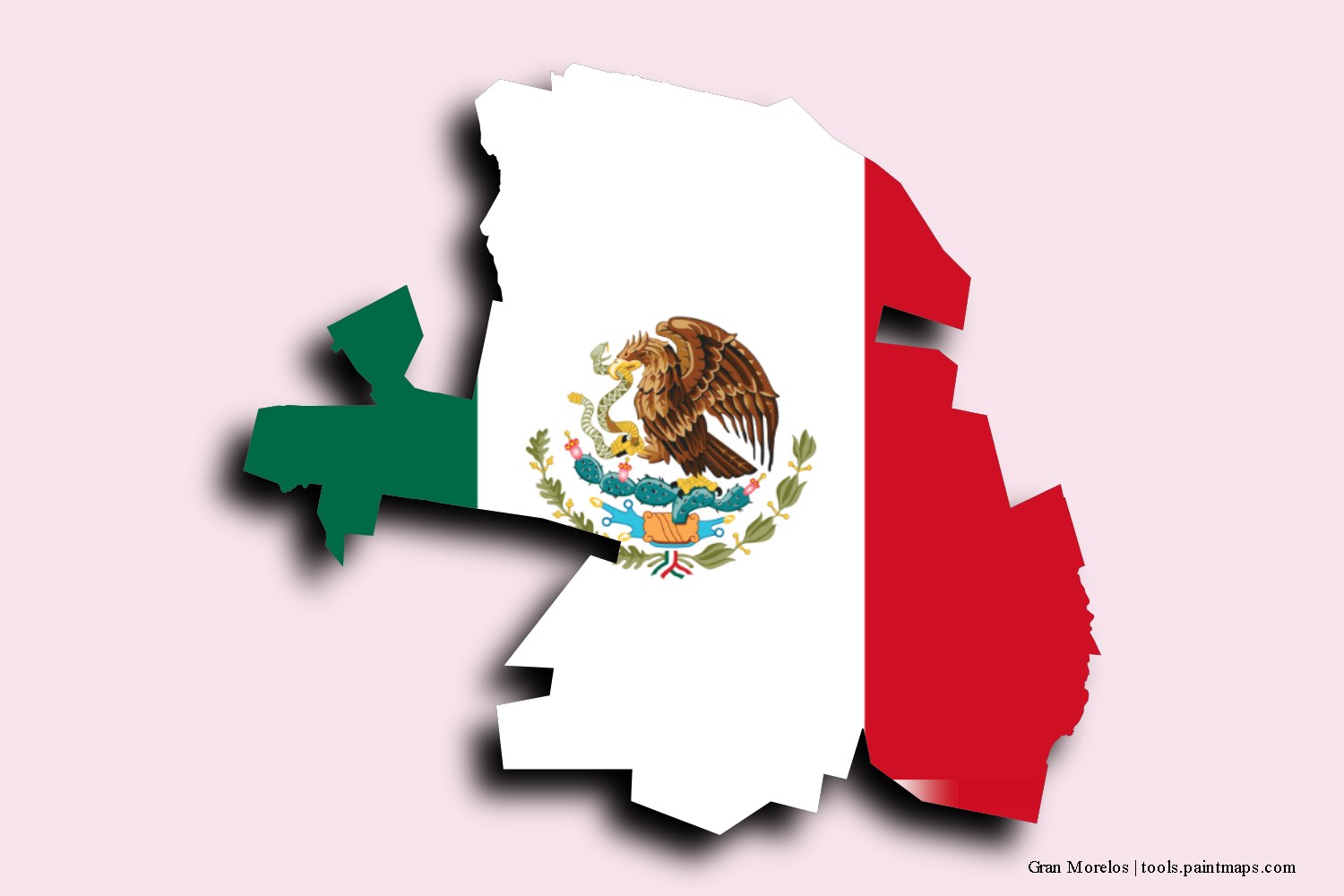 flag map of Gran Morelos with 3D shadow effect