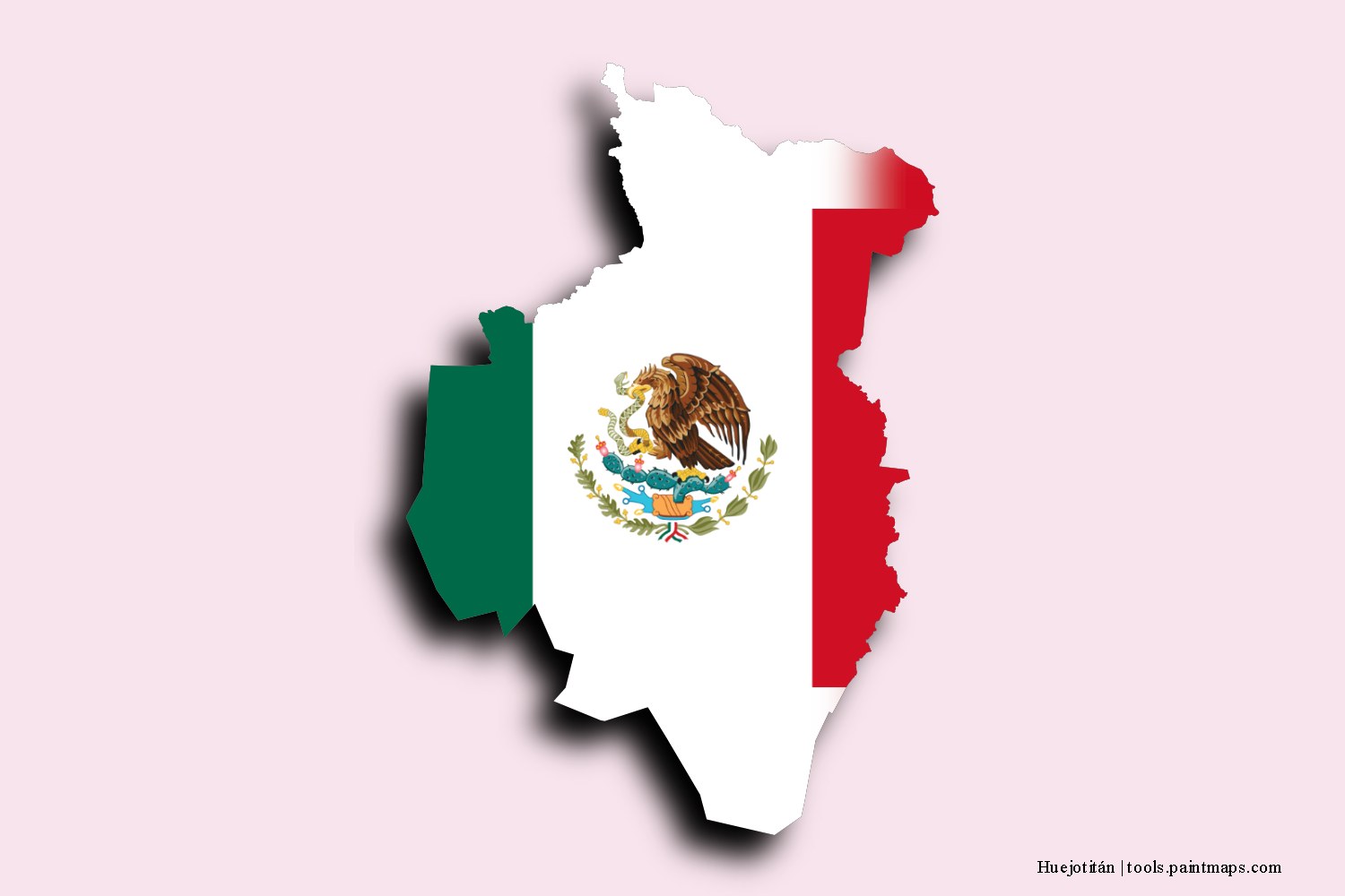 flag map of Huejotitán with 3D shadow effect