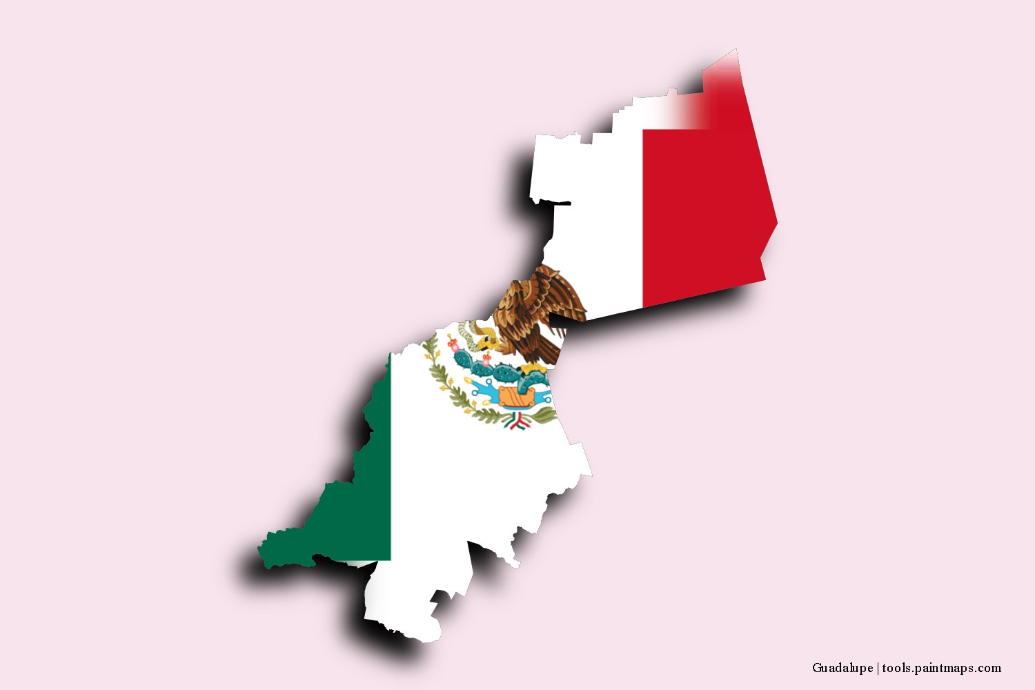 Mapa de la bandera de Guadalupe con efecto de sombra 3D