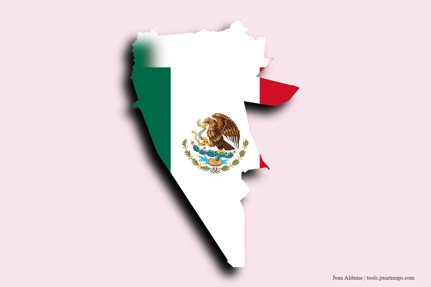 flag map of Juan Aldama with 3D shadow effect