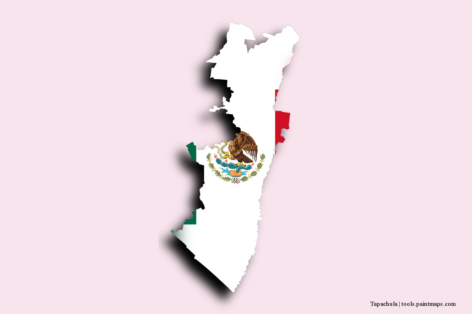 Mapa de la bandera de Tapachula con efecto de sombra 3D