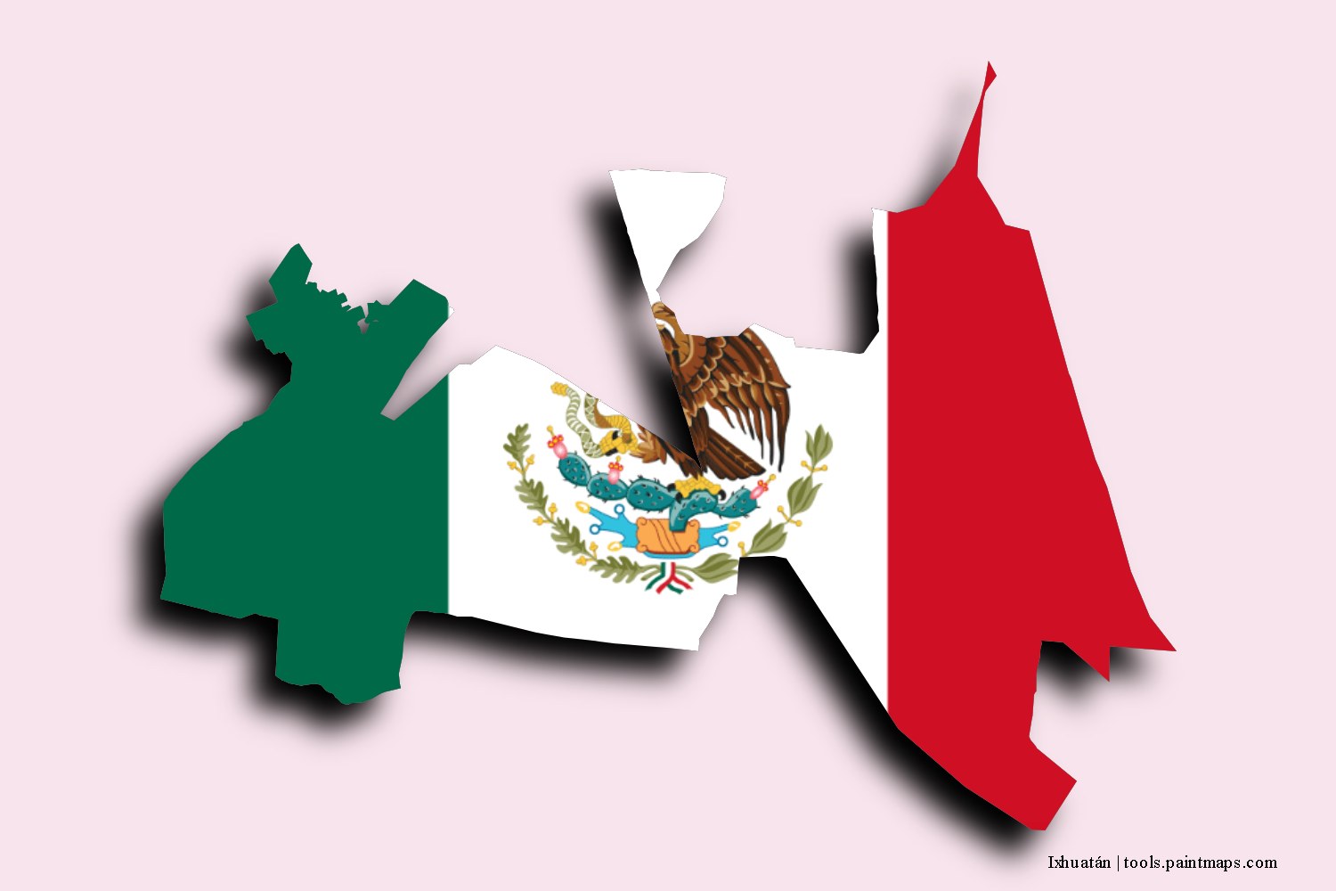 flag map of Ixhuatán with 3D shadow effect