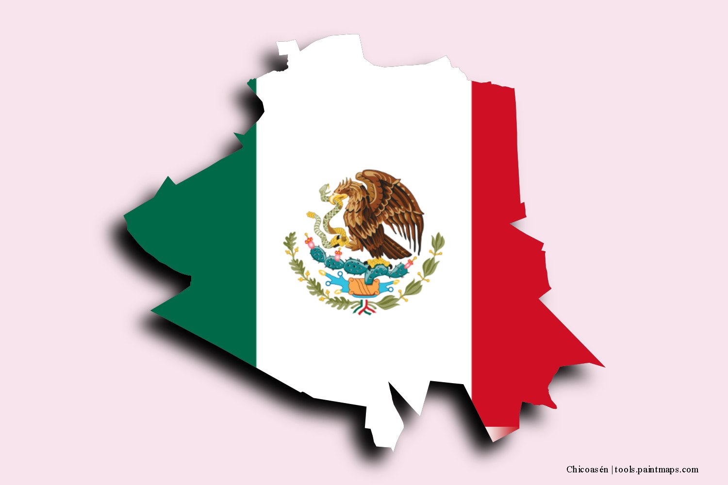 flag map of Chicoasén with 3D shadow effect