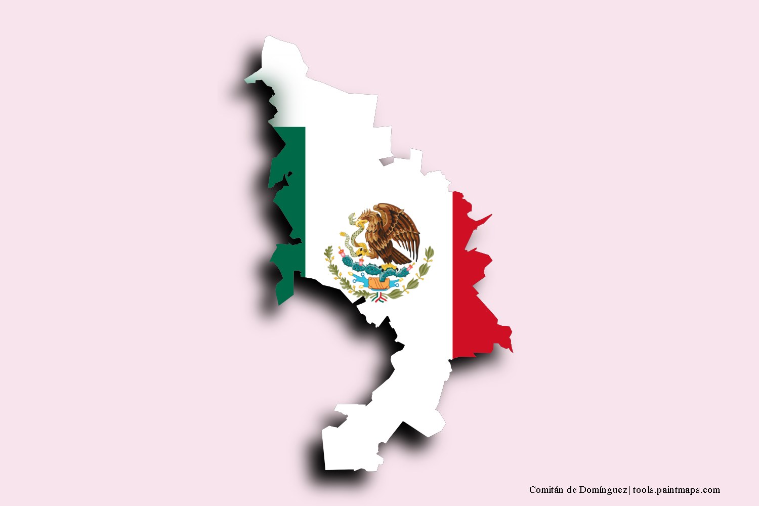 flag map of Comitán de Domínguez with 3D shadow effect