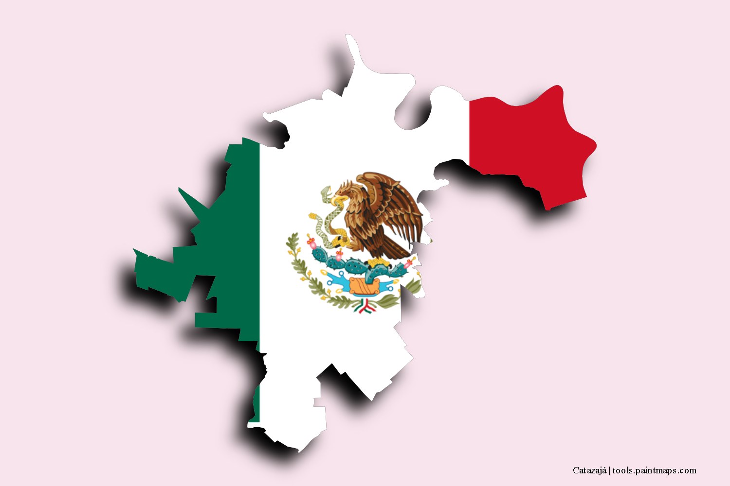 flag map of Catazajá with 3D shadow effect