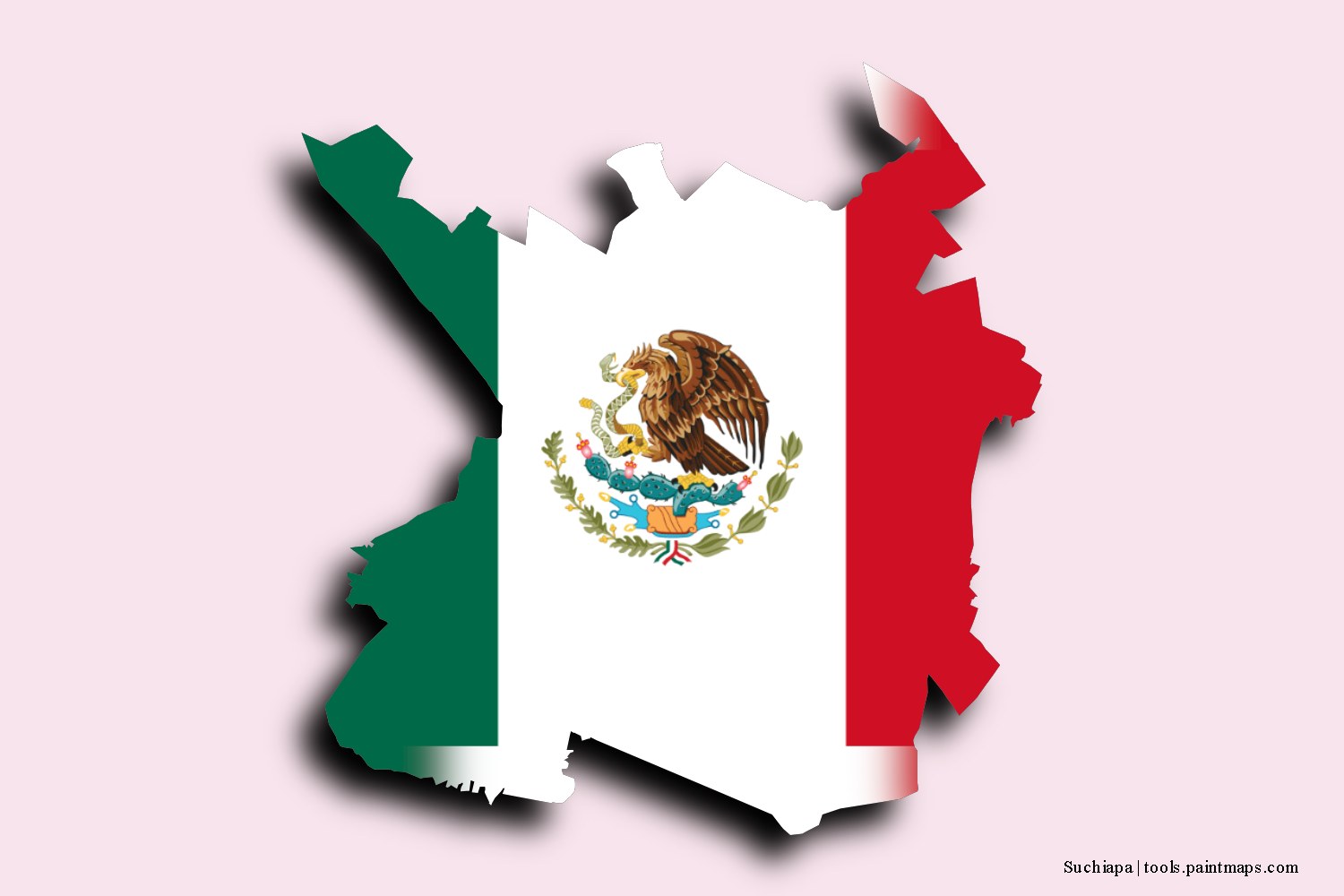 flag map of Suchiapa with 3D shadow effect