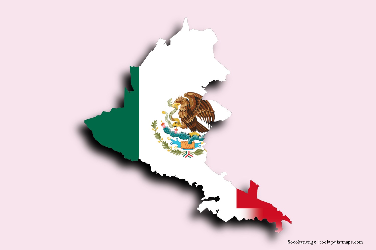 flag map of Socoltenango with 3D shadow effect