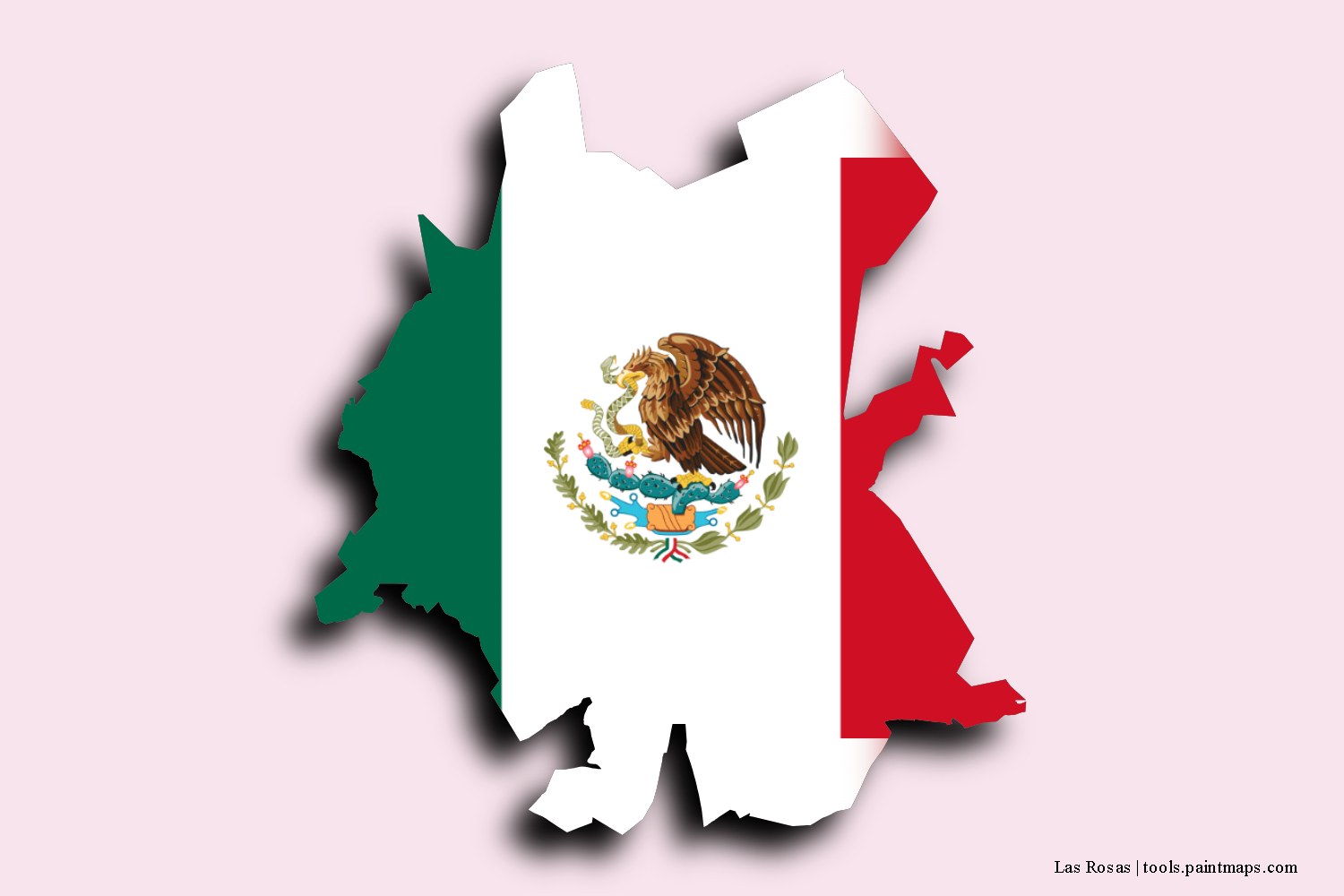 flag map of Las Rosas with 3D shadow effect