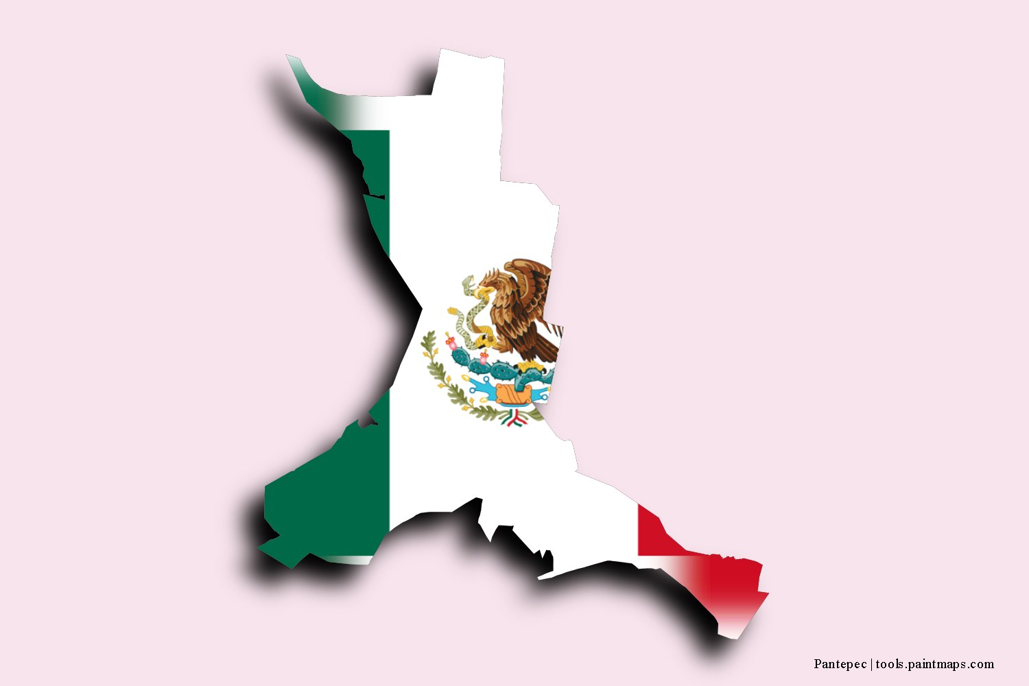 flag map of Pantepec with 3D shadow effect