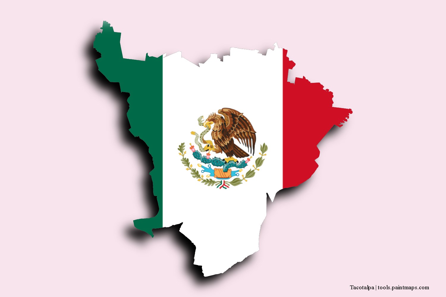 flag map of Tacotalpa with 3D shadow effect