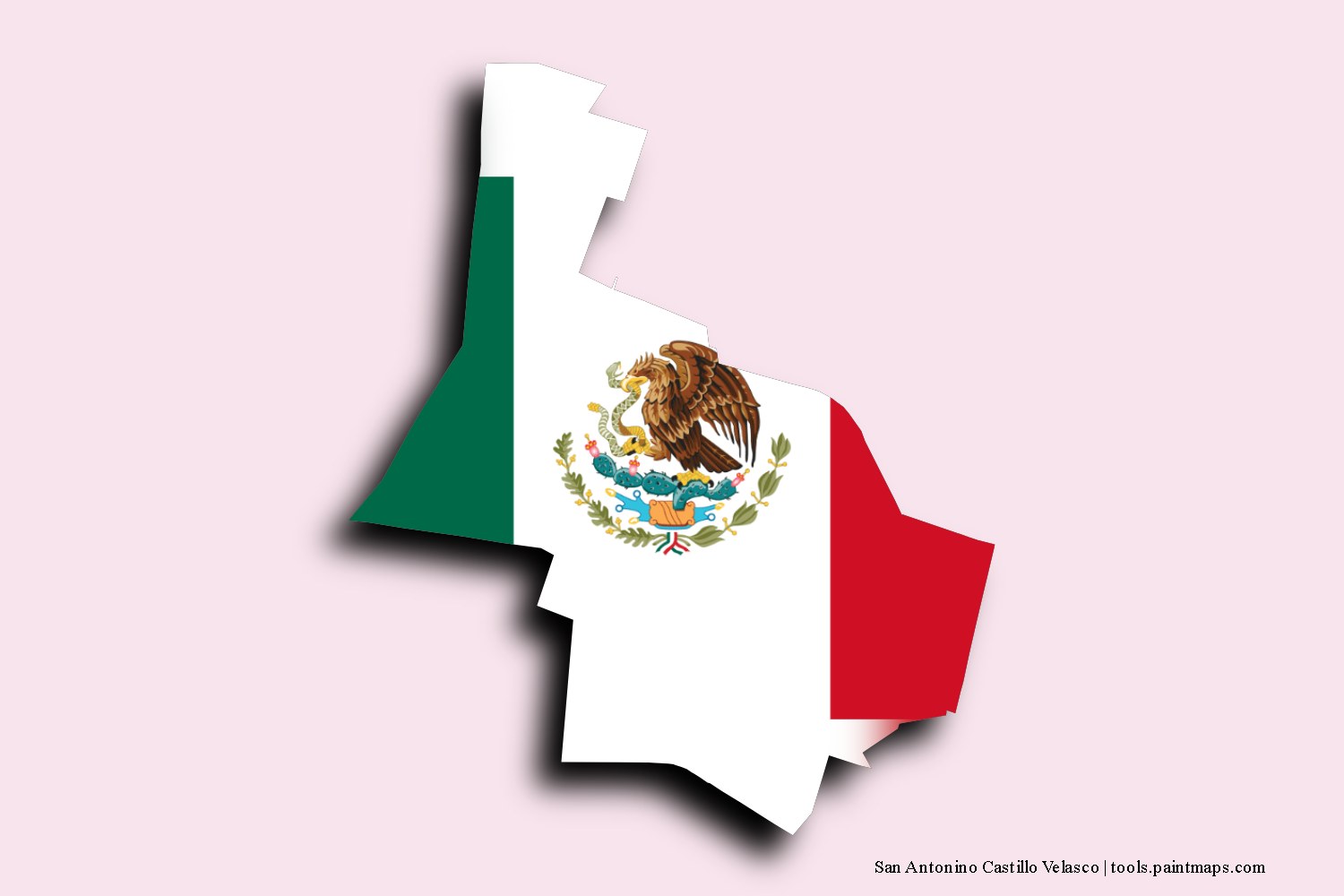 flag map of San Antonino Castillo Velasco with 3D shadow effect