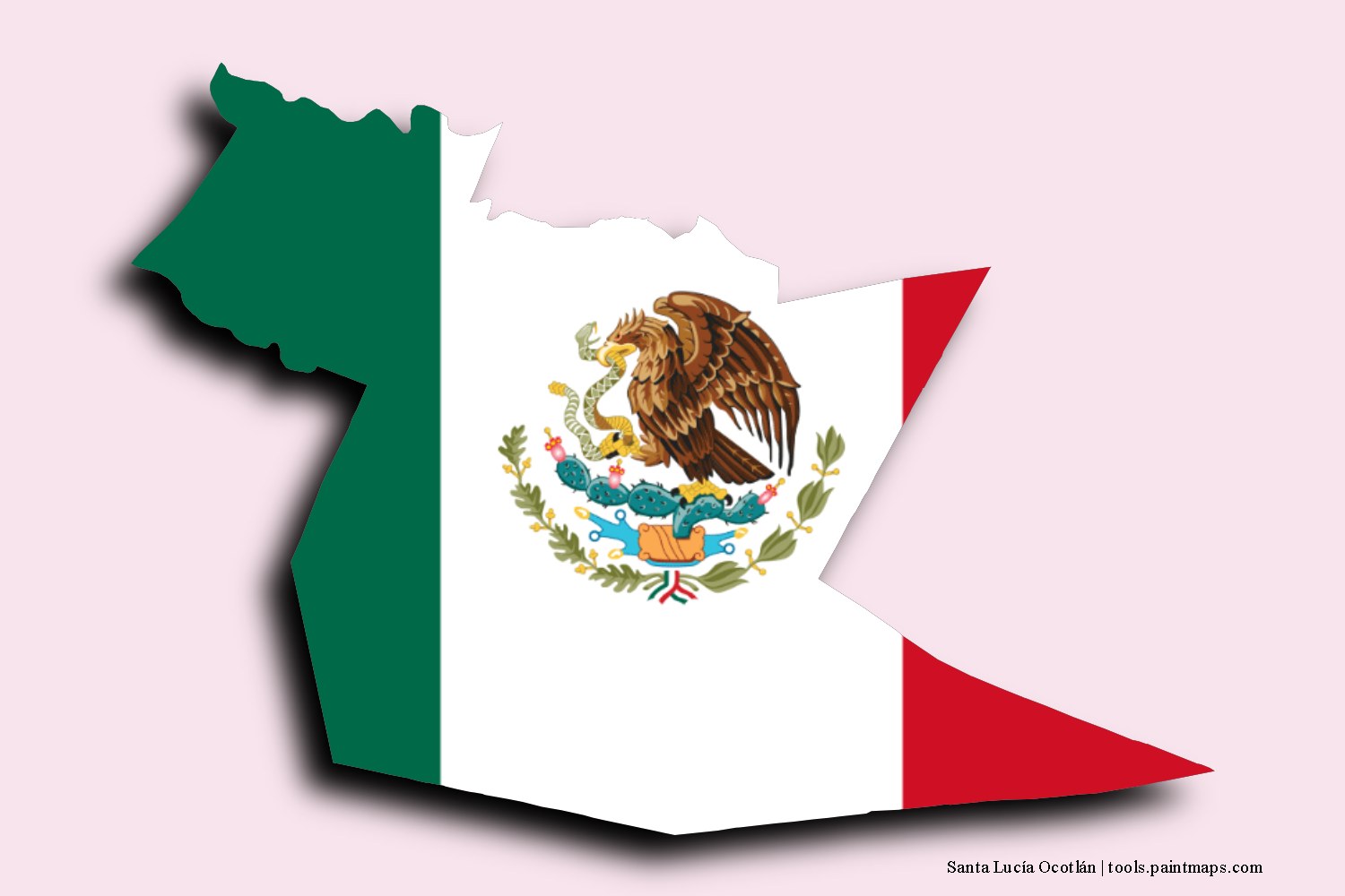 flag map of Santa Lucía Ocotlán with 3D shadow effect