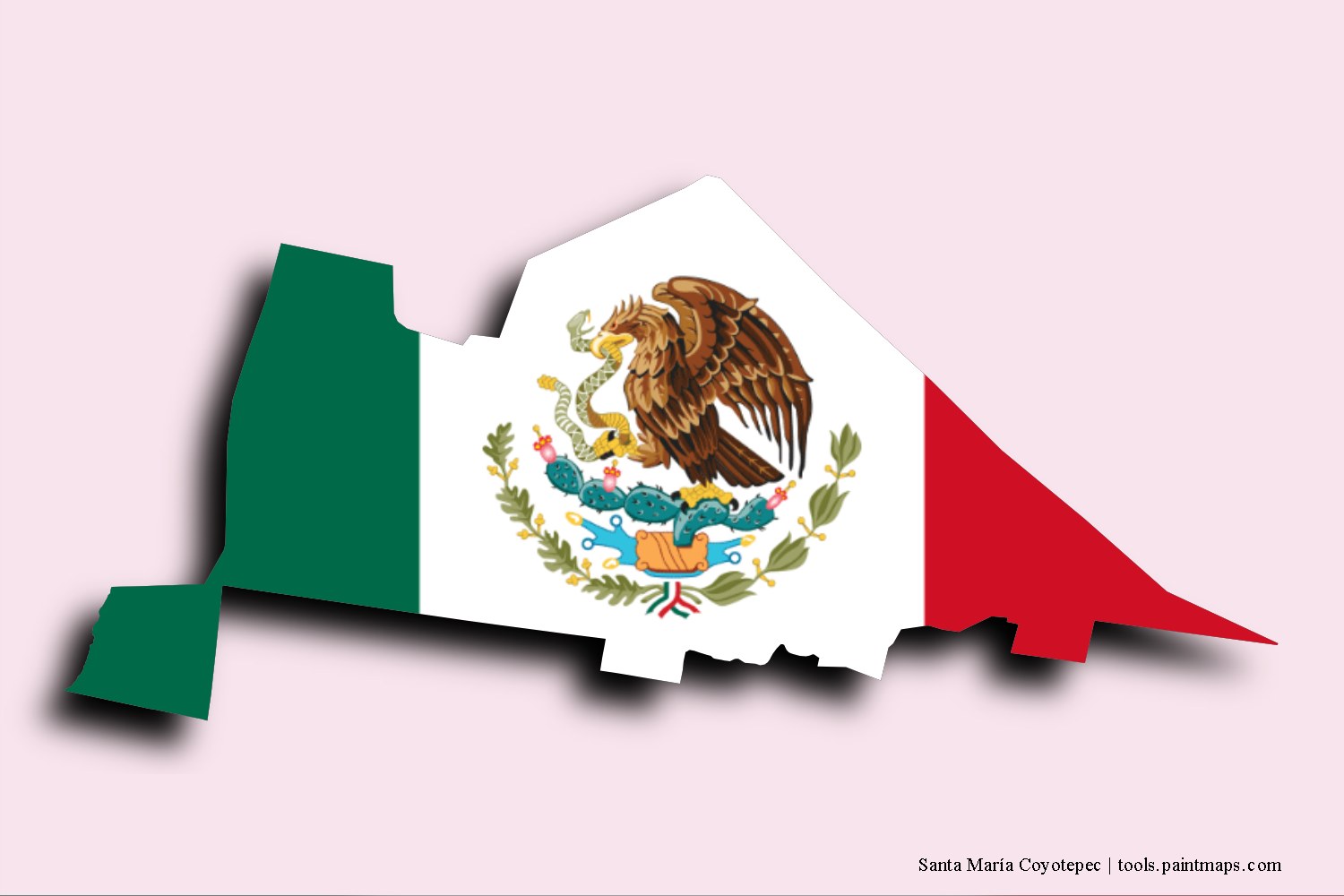 flag map of Santa María Coyotepec with 3D shadow effect