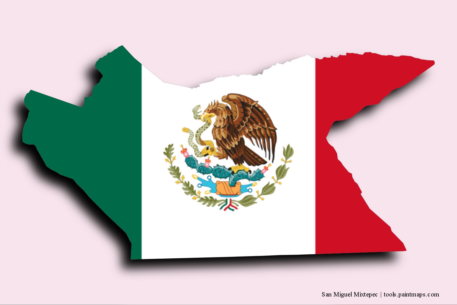 flag map of San Miguel Mixtepec with 3D shadow effect