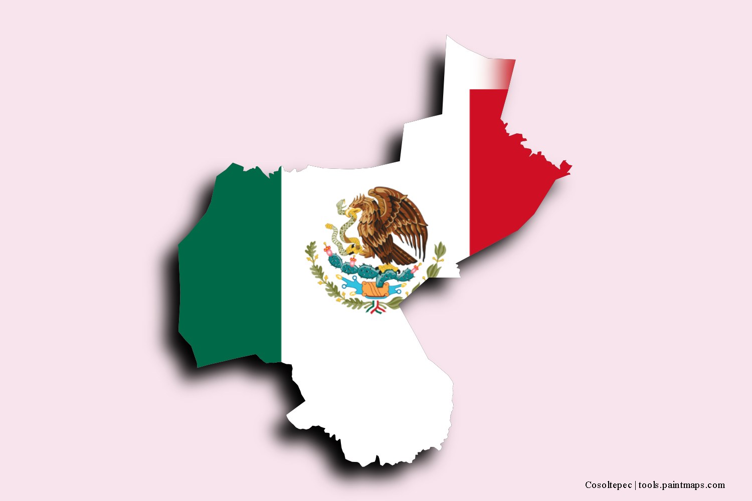 flag map of Cosoltepec with 3D shadow effect