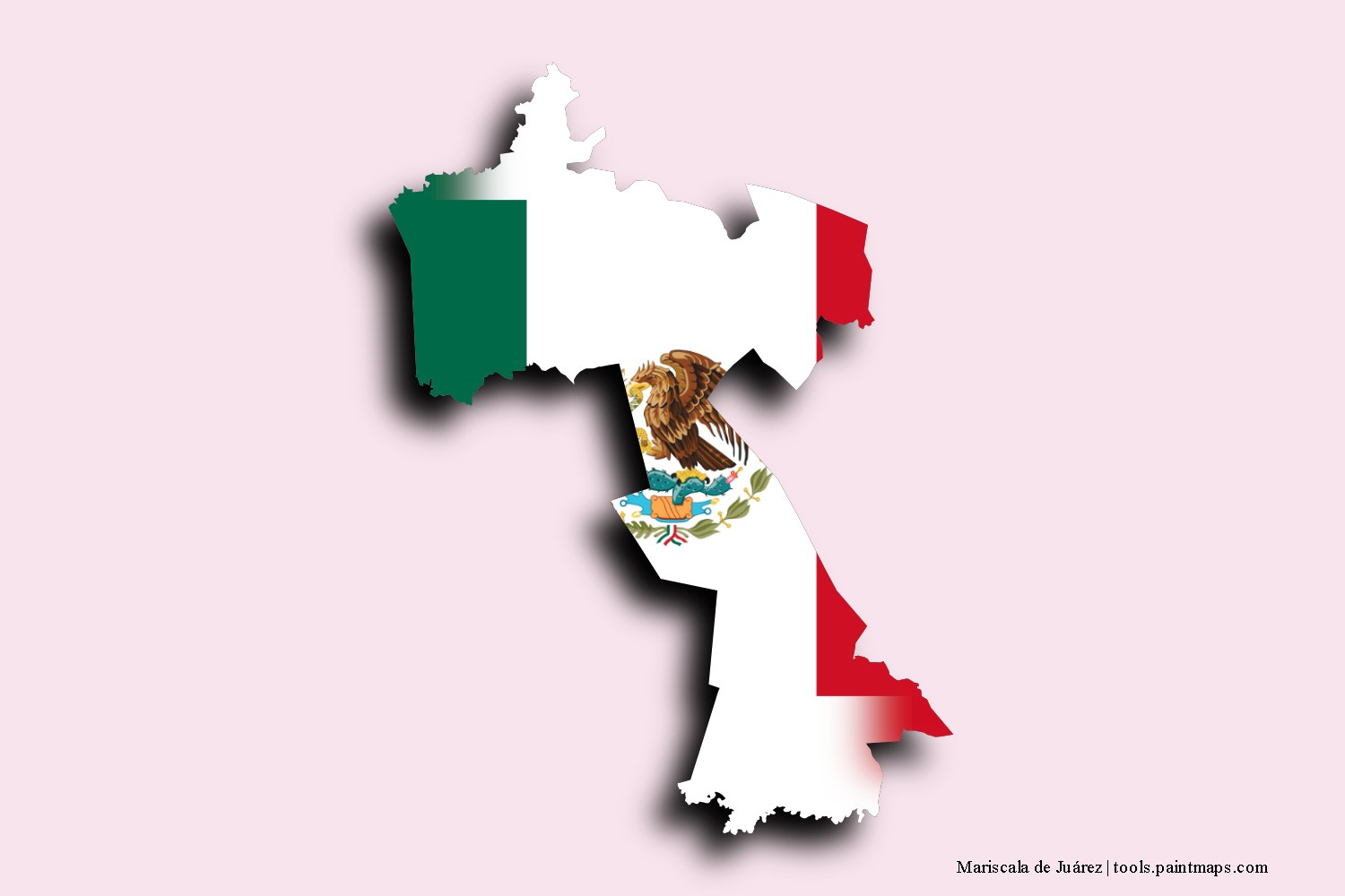 flag map of Mariscala de Juárez with 3D shadow effect