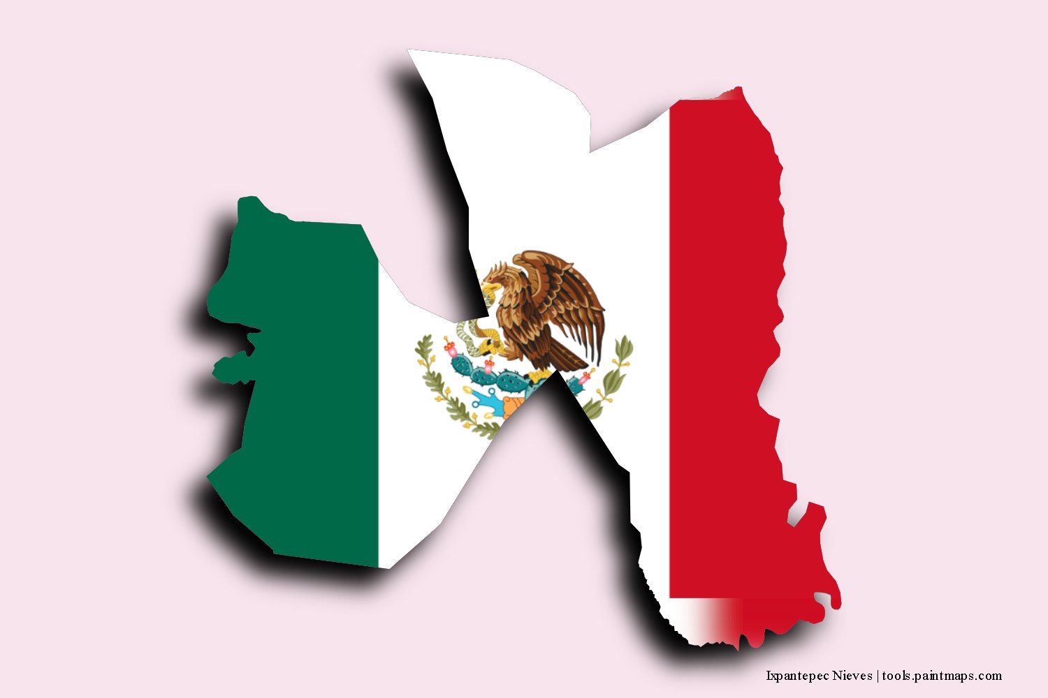 flag map of Ixpantepec Nieves with 3D shadow effect