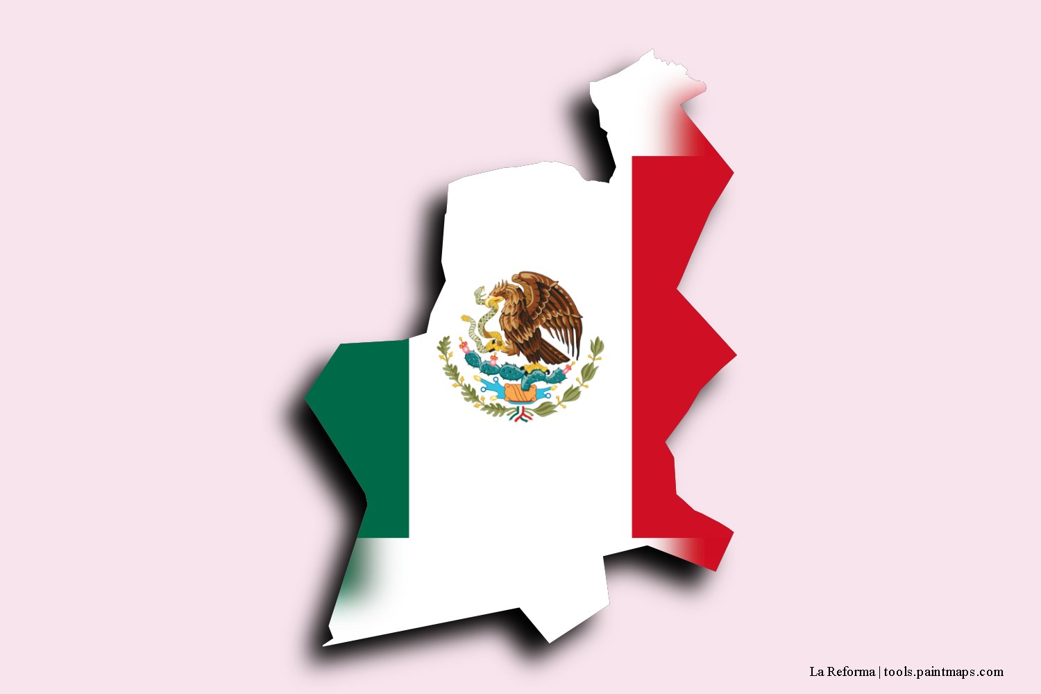 flag map of La Reforma with 3D shadow effect