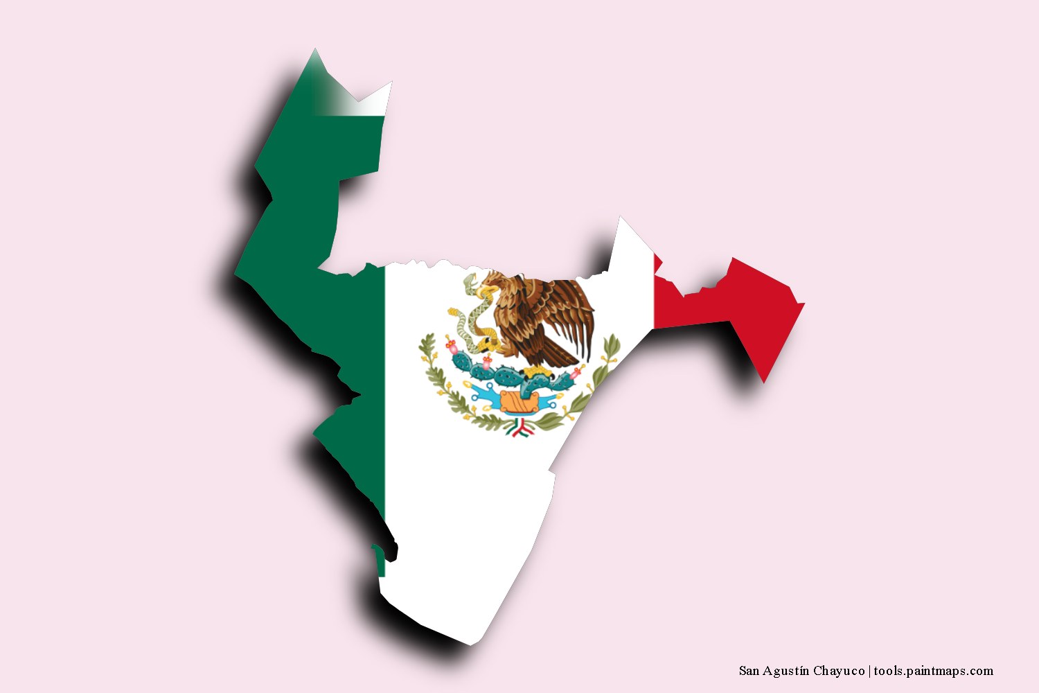 flag map of San Agustín Chayuco with 3D shadow effect