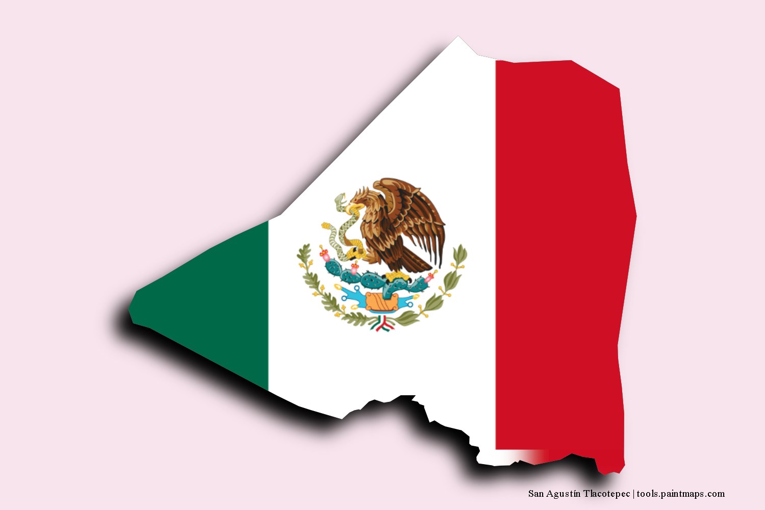 flag map of San Agustín Tlacotepec with 3D shadow effect