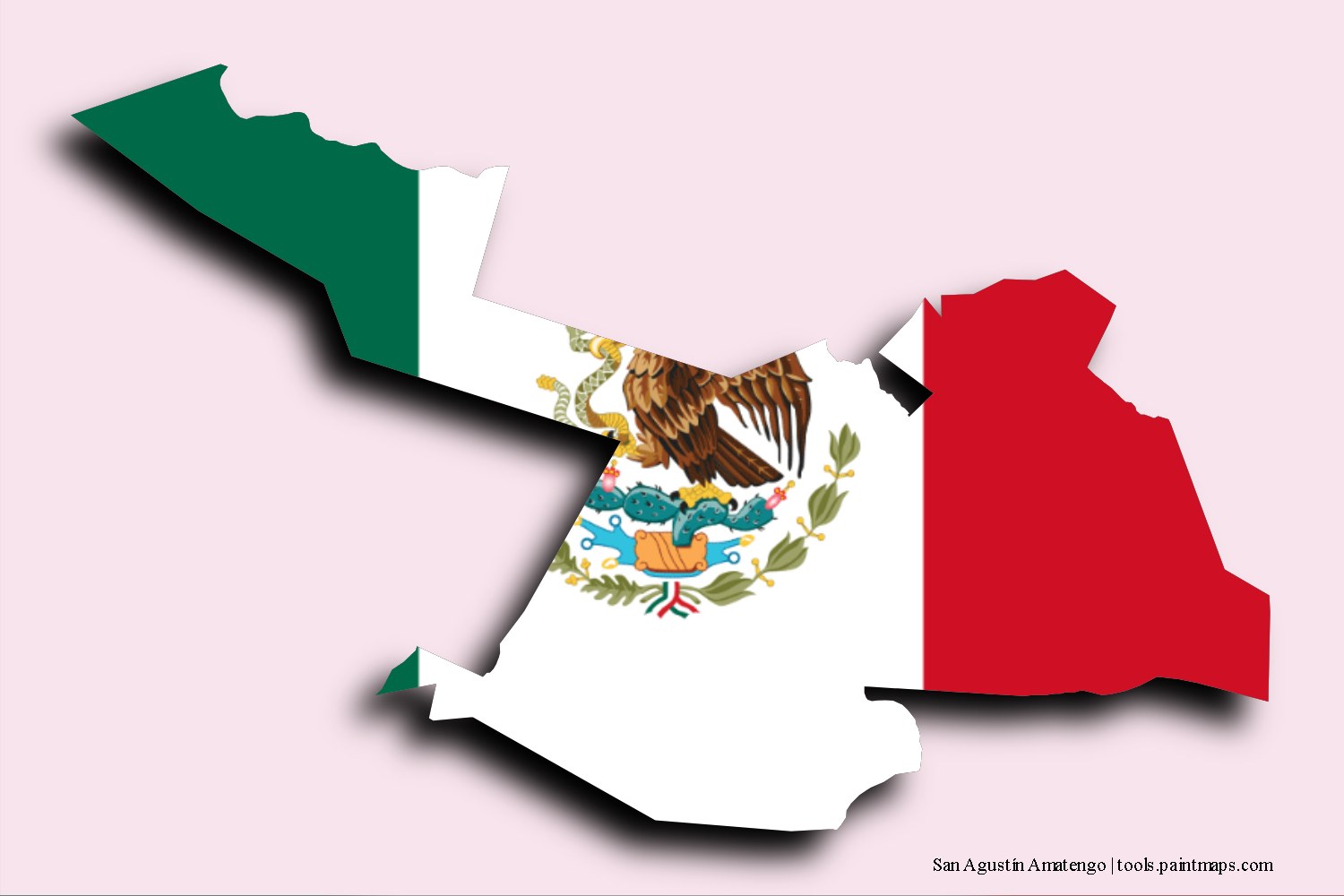 flag map of San Agustín Amatengo with 3D shadow effect