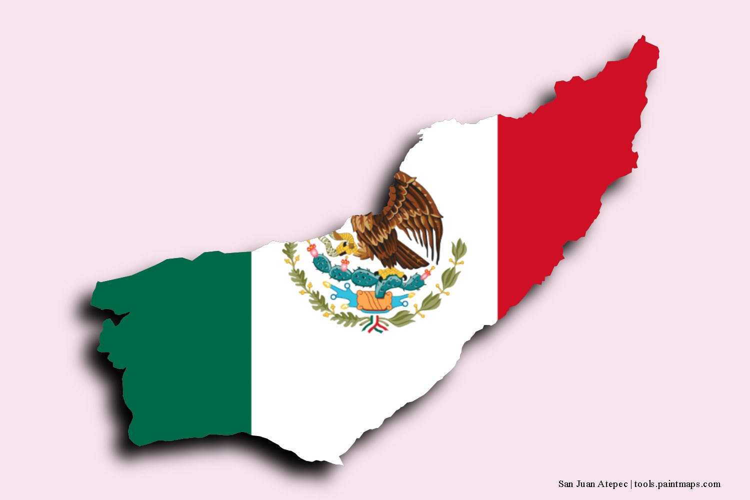 flag map of San Juan Atepec with 3D shadow effect