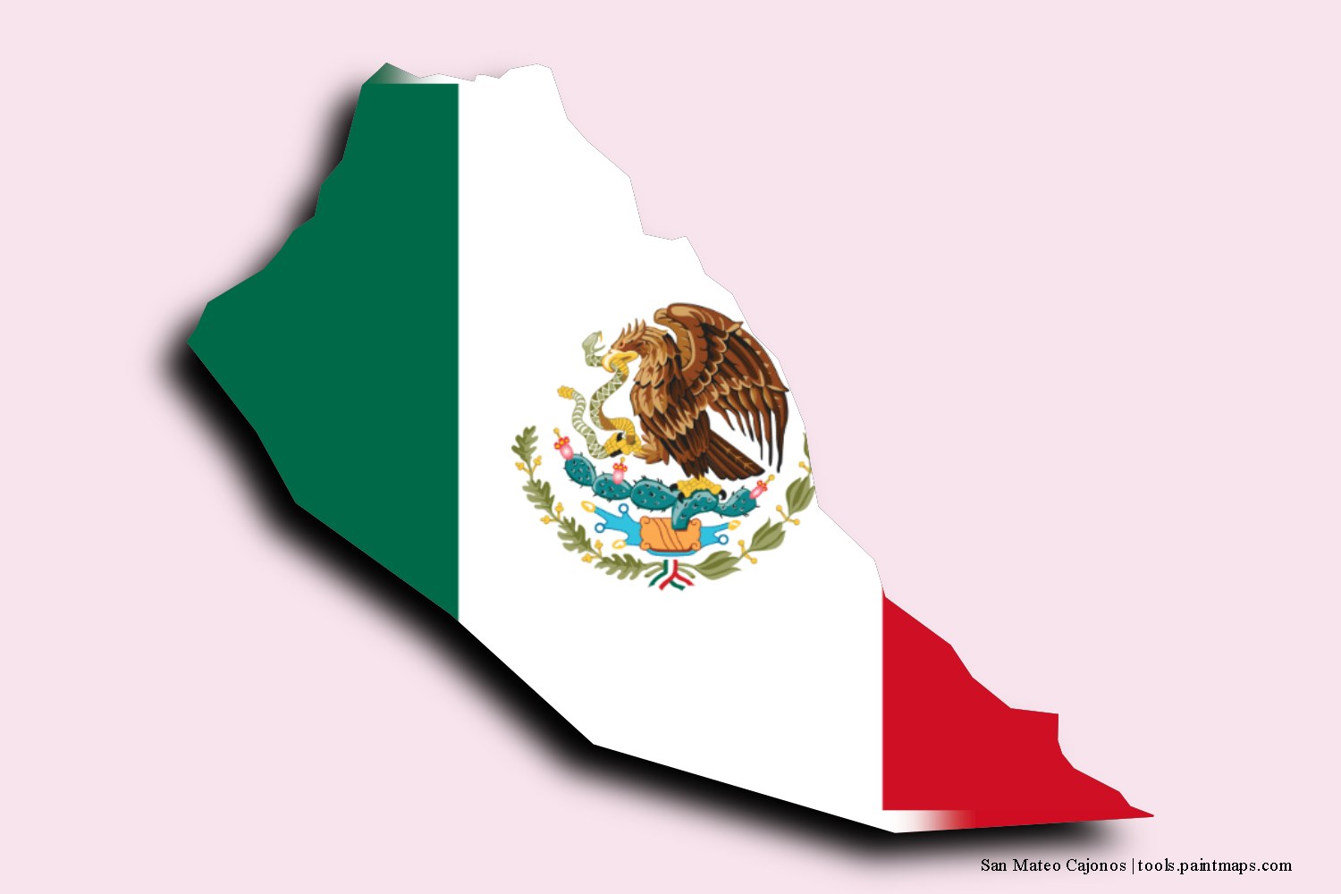 flag map of San Mateo Cajonos with 3D shadow effect