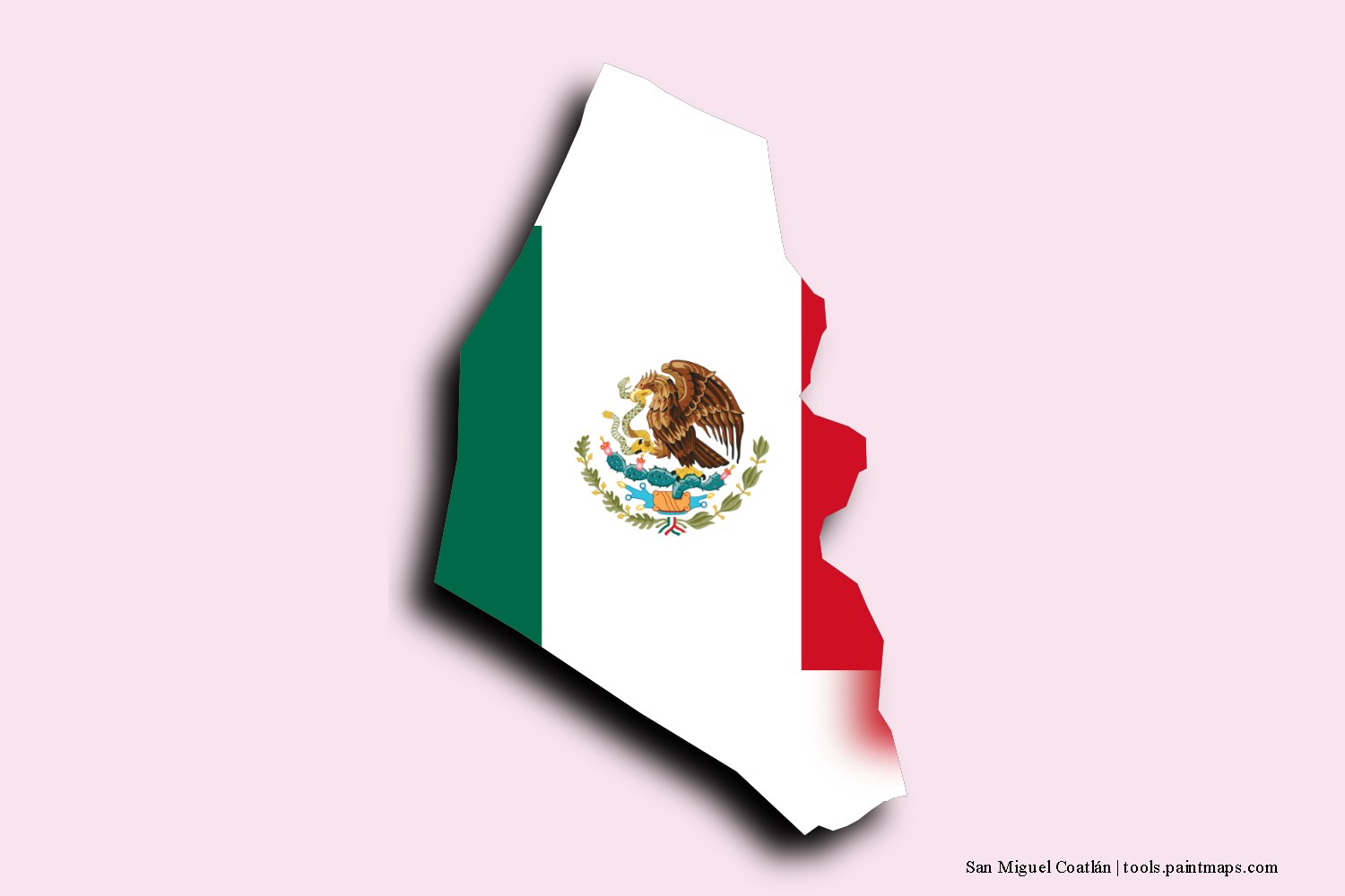 flag map of San Miguel Coatlán with 3D shadow effect