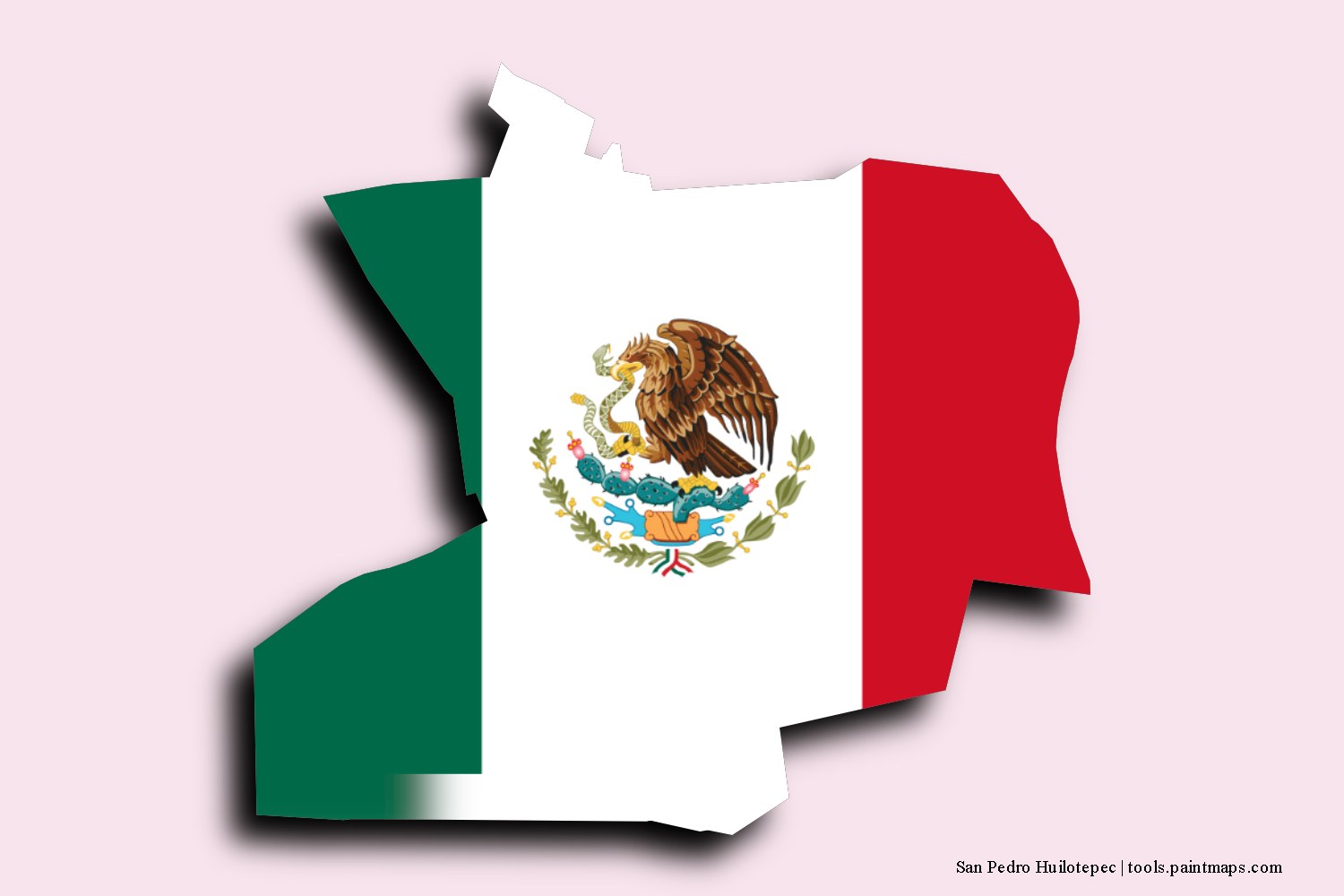 flag map of San Pedro Huilotepec with 3D shadow effect