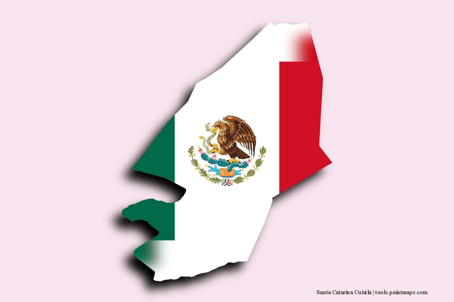 flag map of Santa Catarina Cuixtla with 3D shadow effect