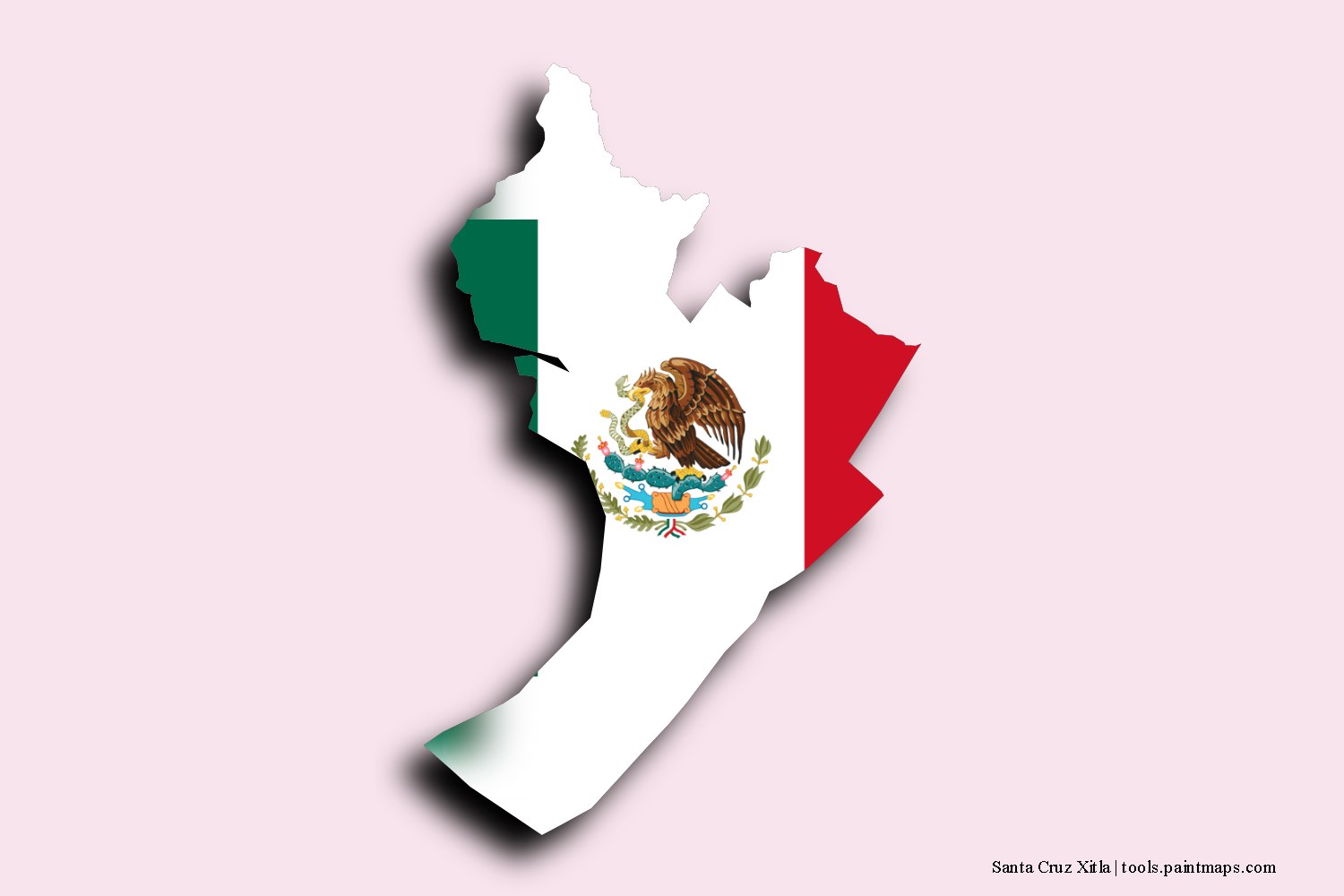 flag map of Santa Cruz Xitla with 3D shadow effect