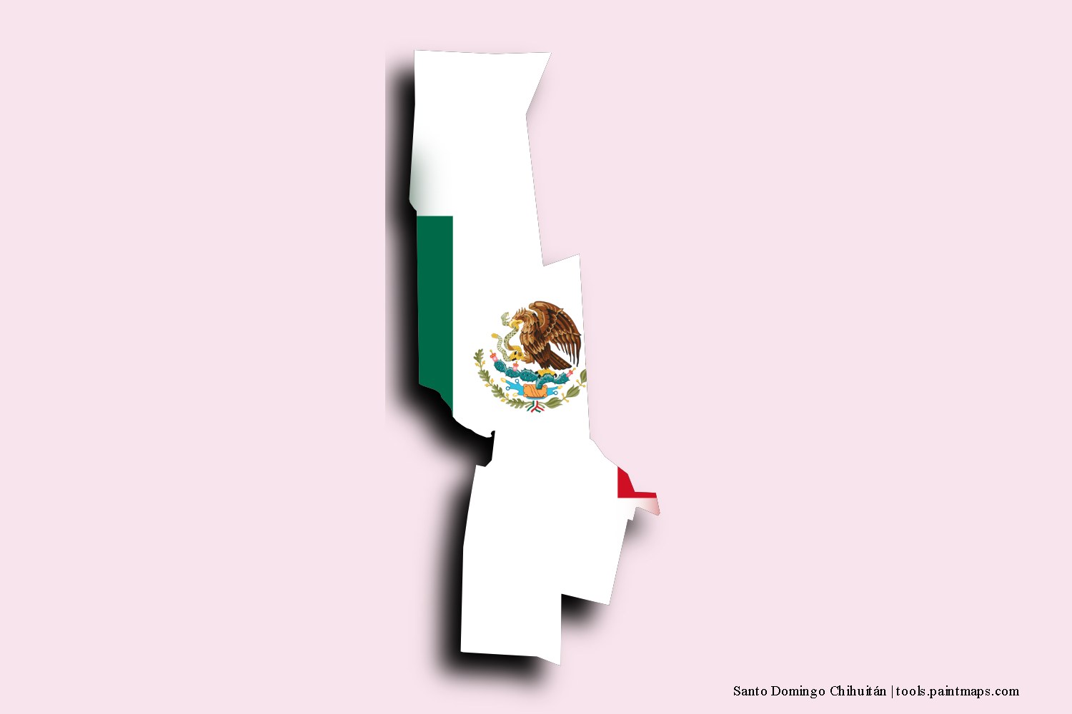 flag map of Santo Domingo Chihuitán with 3D shadow effect