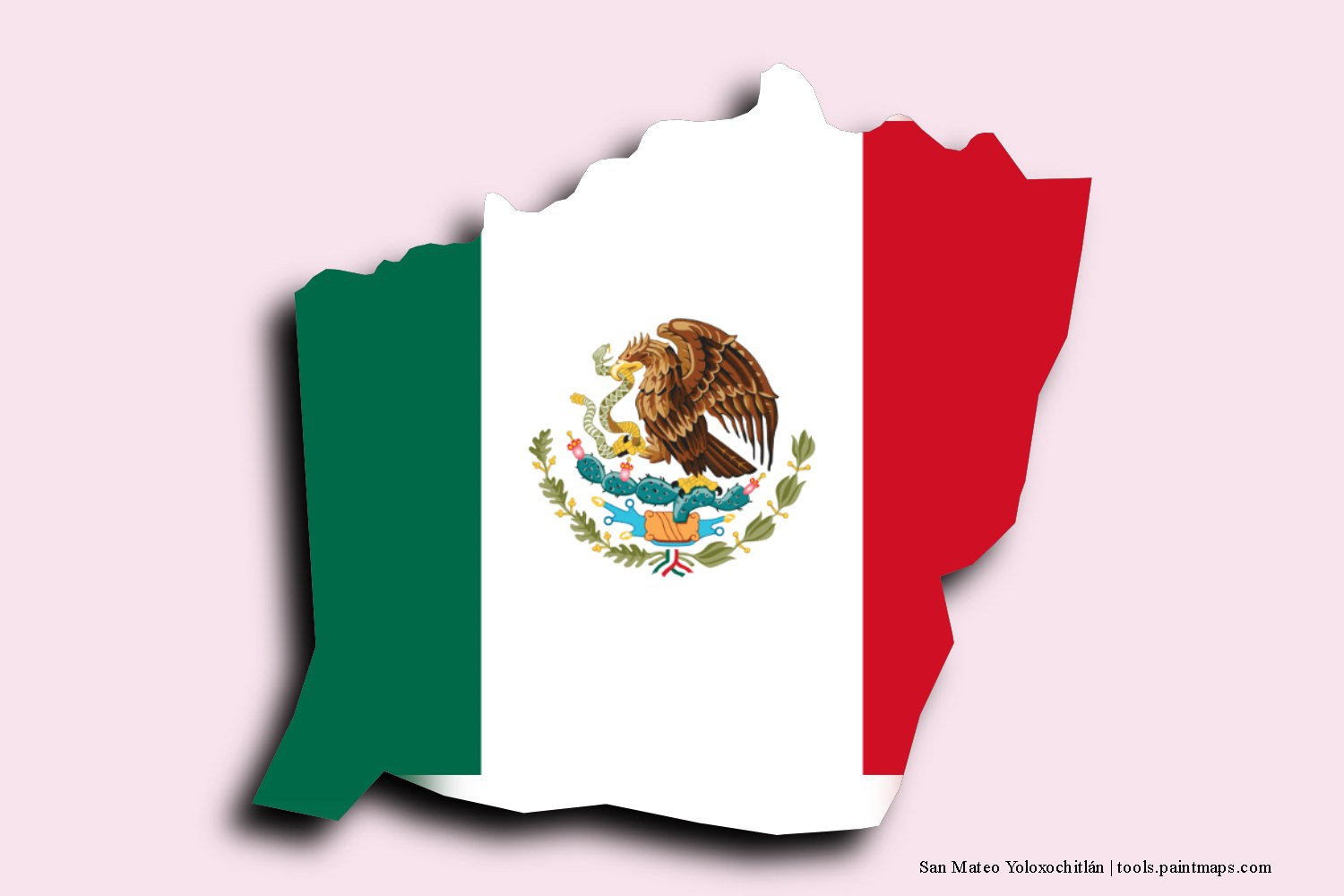 flag map of San Mateo Yoloxochitlán with 3D shadow effect