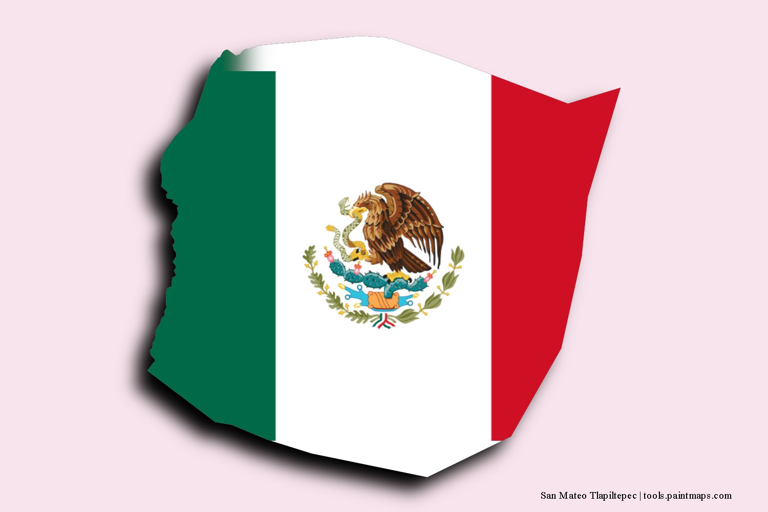 flag map of San Mateo Tlapiltepec with 3D shadow effect