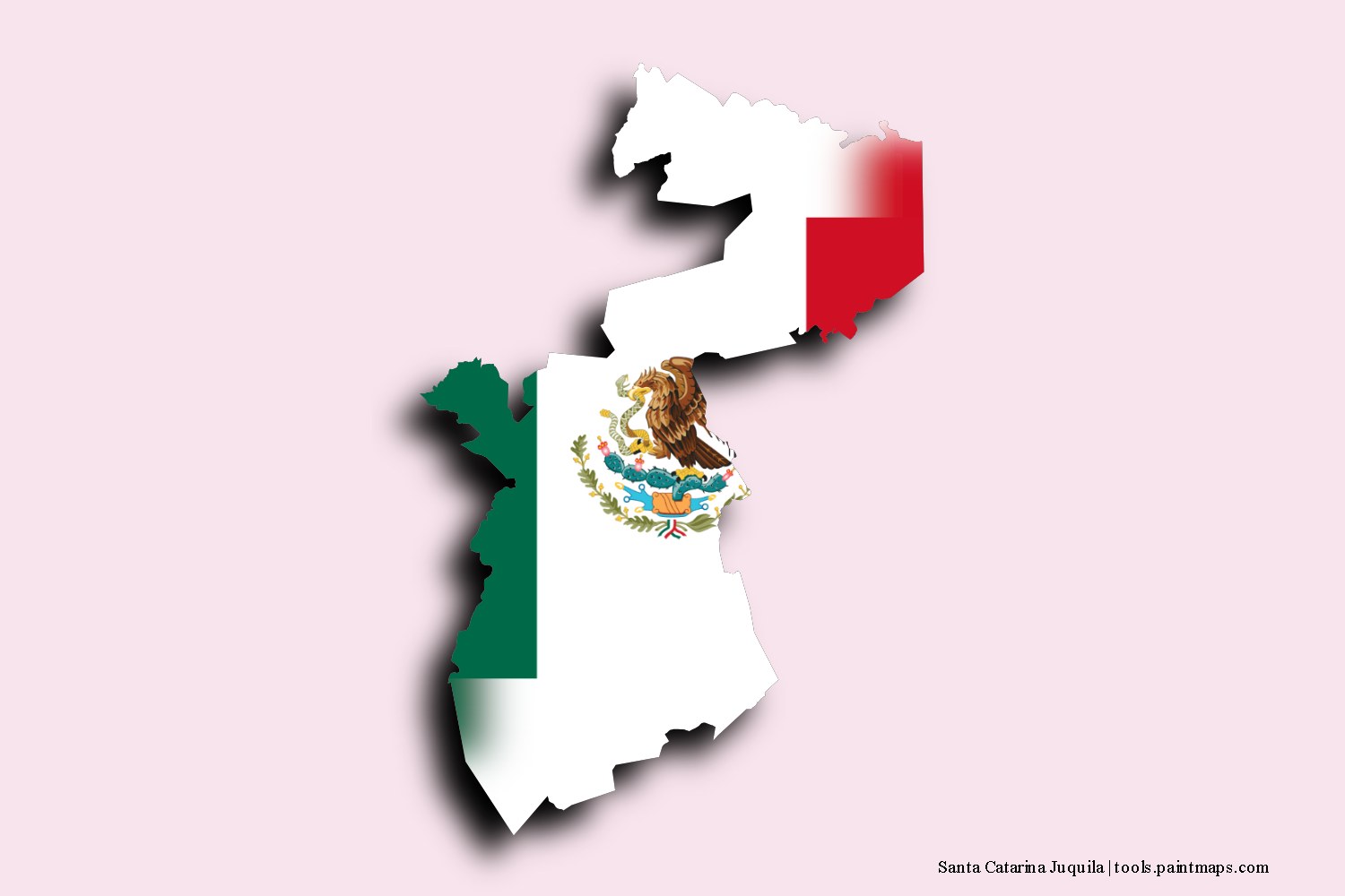 flag map of Santa Catarina Juquila with 3D shadow effect