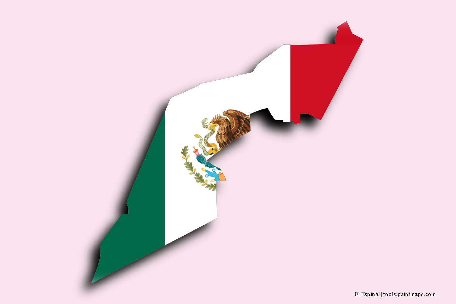 flag map of El Espinal with 3D shadow effect