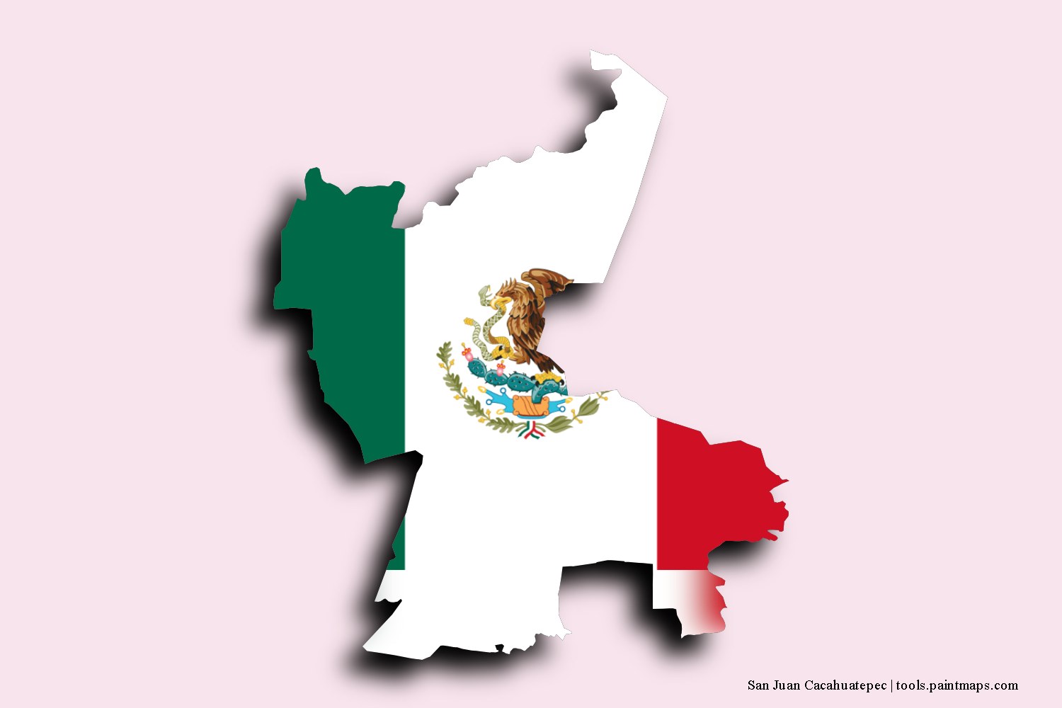 flag map of San Juan Cacahuatepec with 3D shadow effect