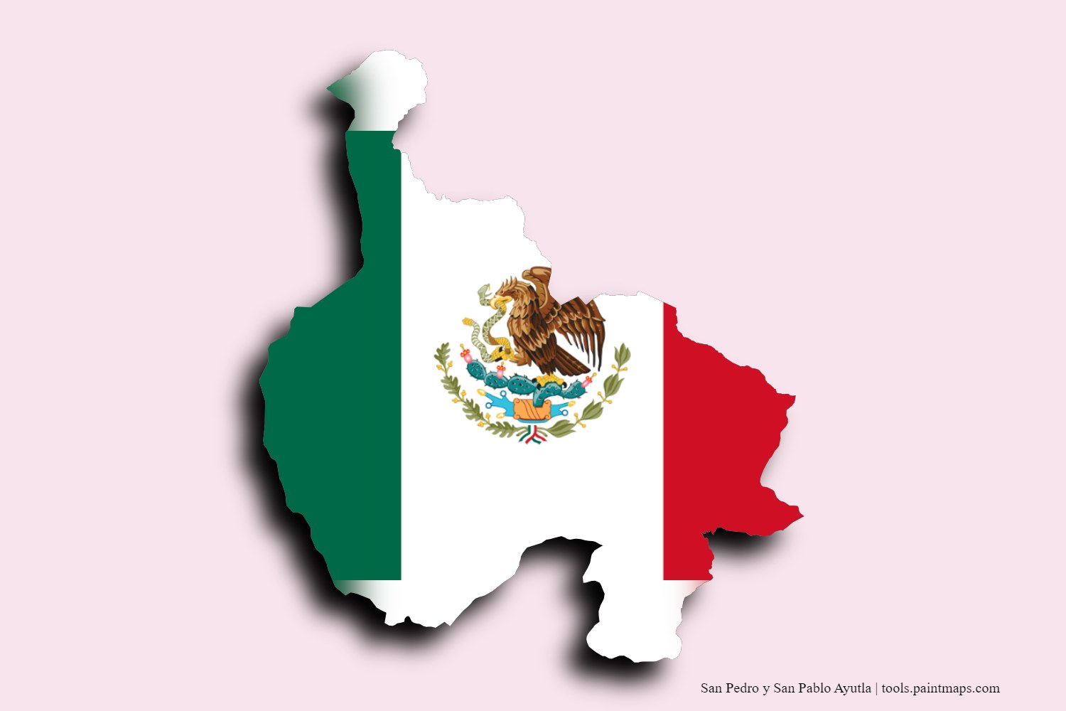 flag map of San Pedro y San Pablo Ayutla with 3D shadow effect