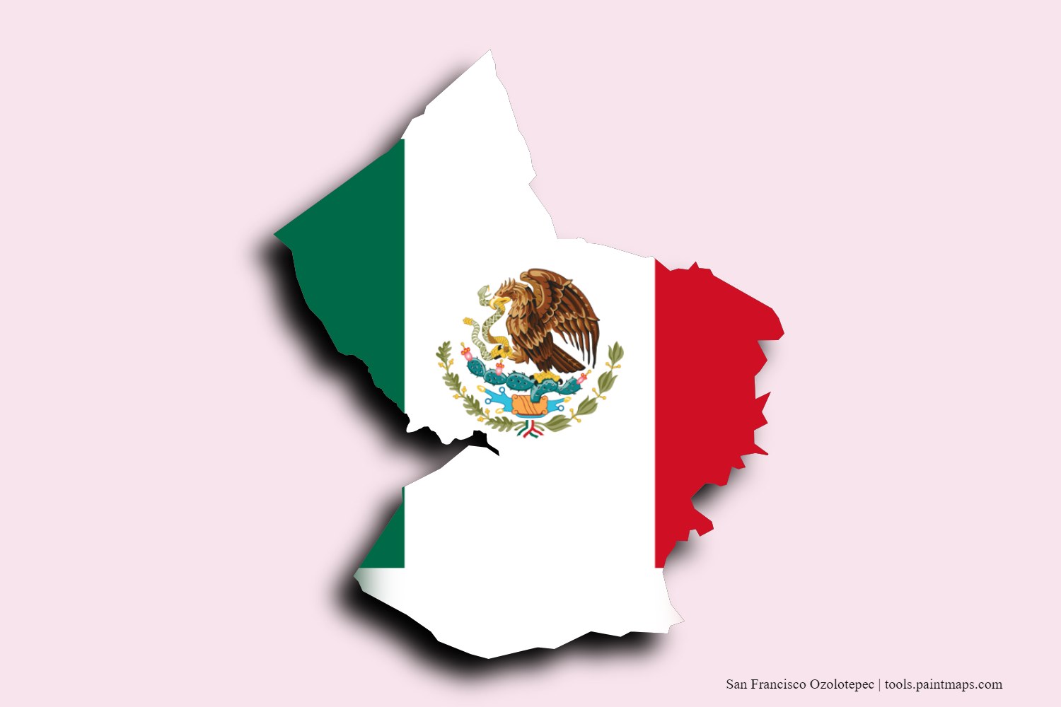 flag map of San Francisco Ozolotepec with 3D shadow effect