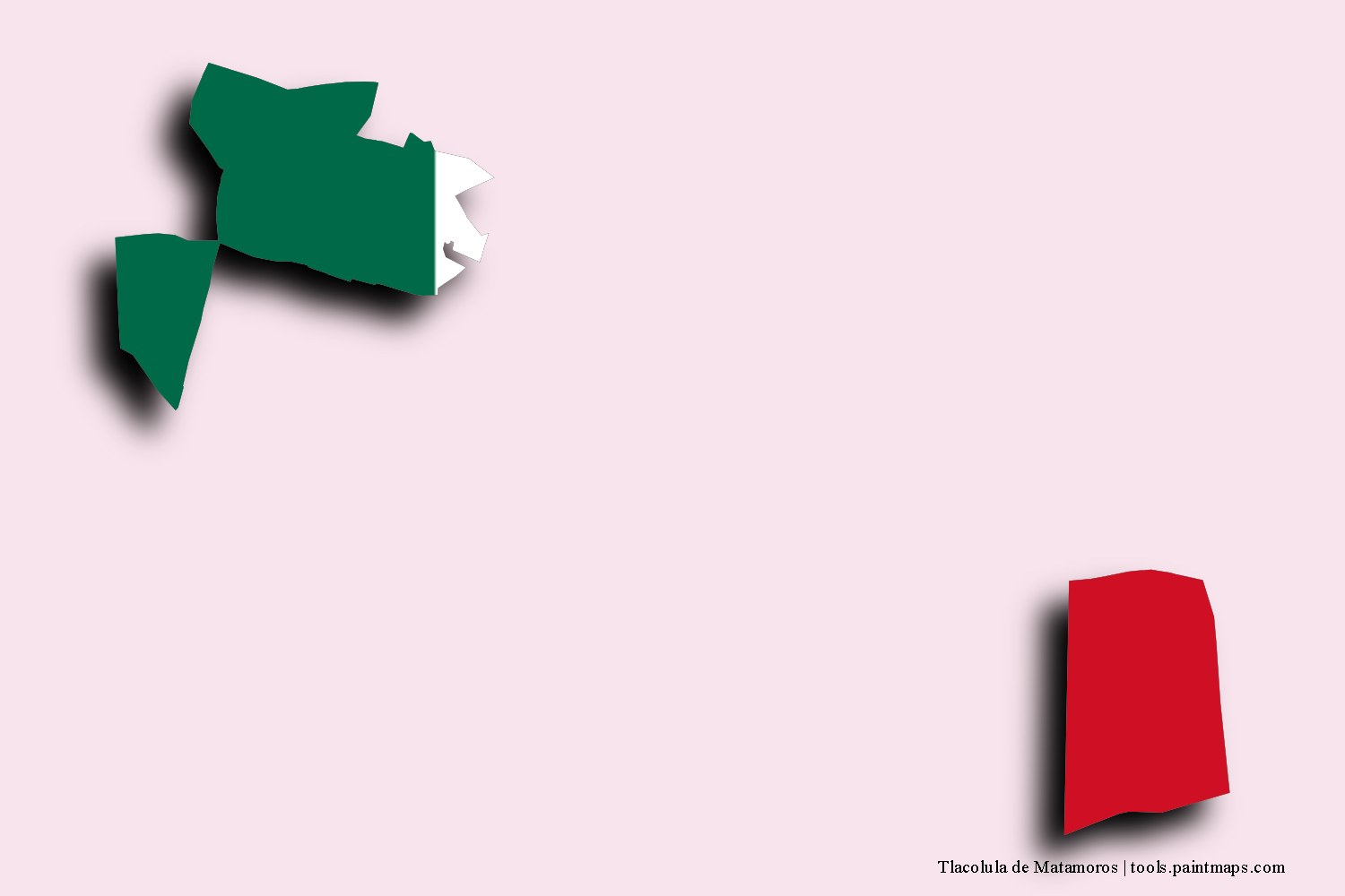 Mapa de la bandera de Tlacolula de Matamoros con efecto de sombra 3D