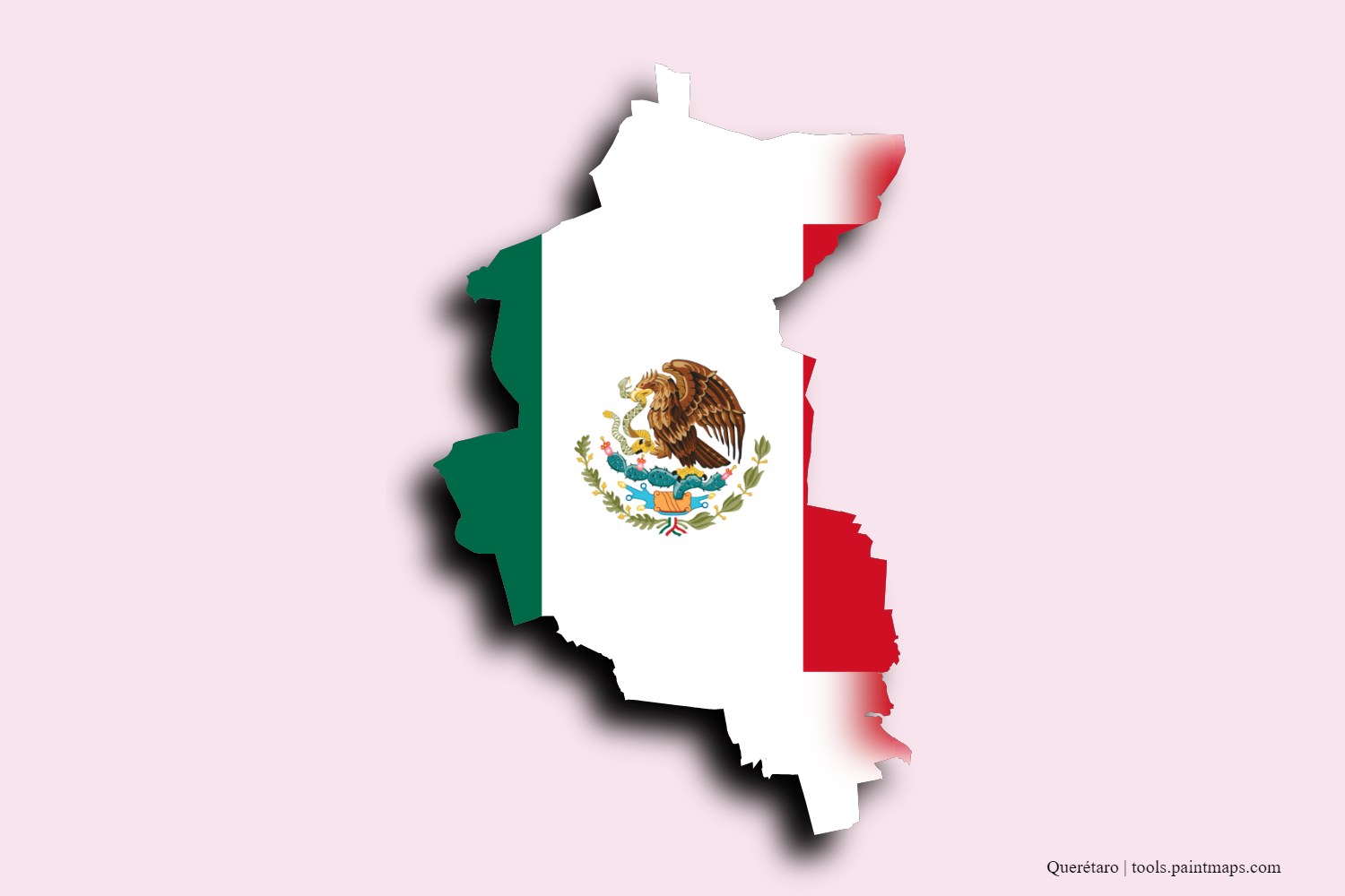 flag map of Querétaro with 3D shadow effect